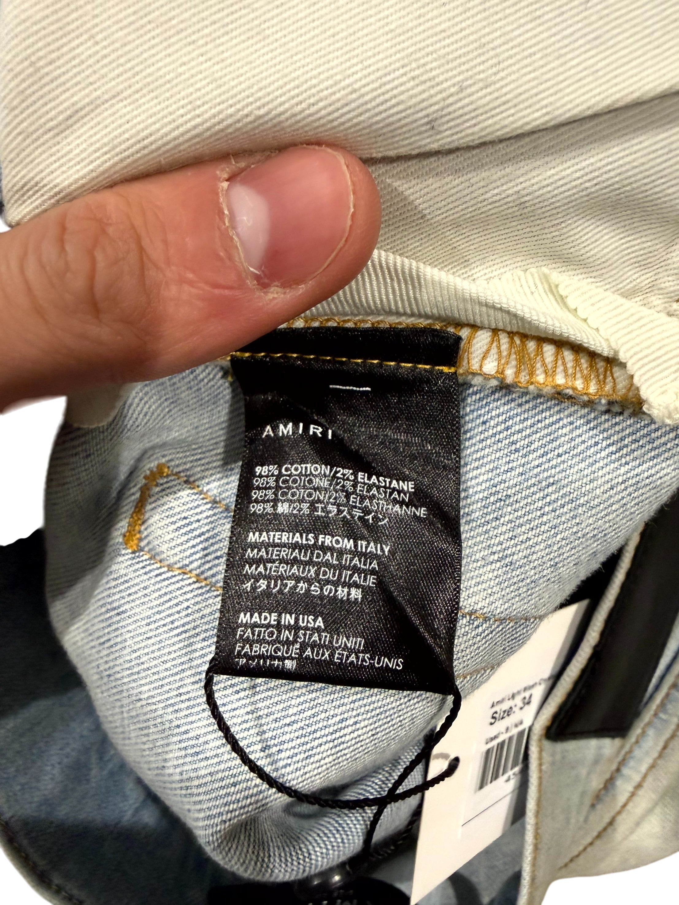 Amiri Crystal Zebra Thrasher Patch Light Wash Jeans