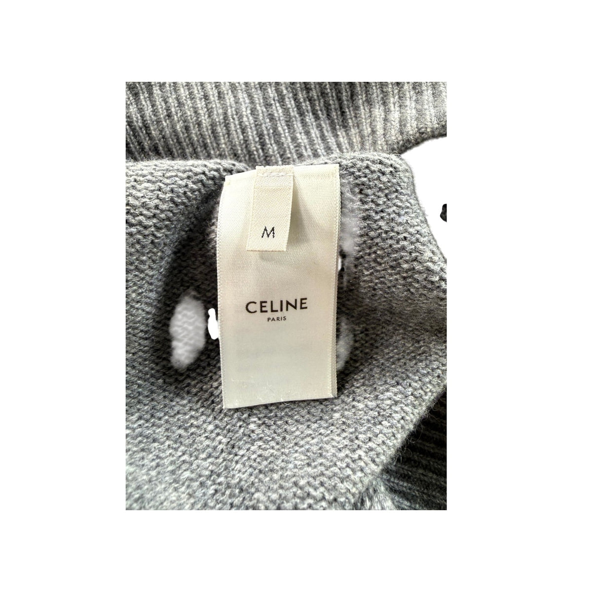 Celine Cashmere Drawstring Logo Grey Hoodie
