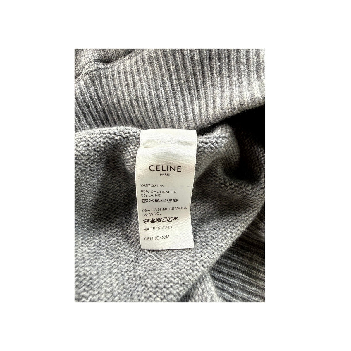 Celine Cashmere Drawstring Logo Grey Hoodie
