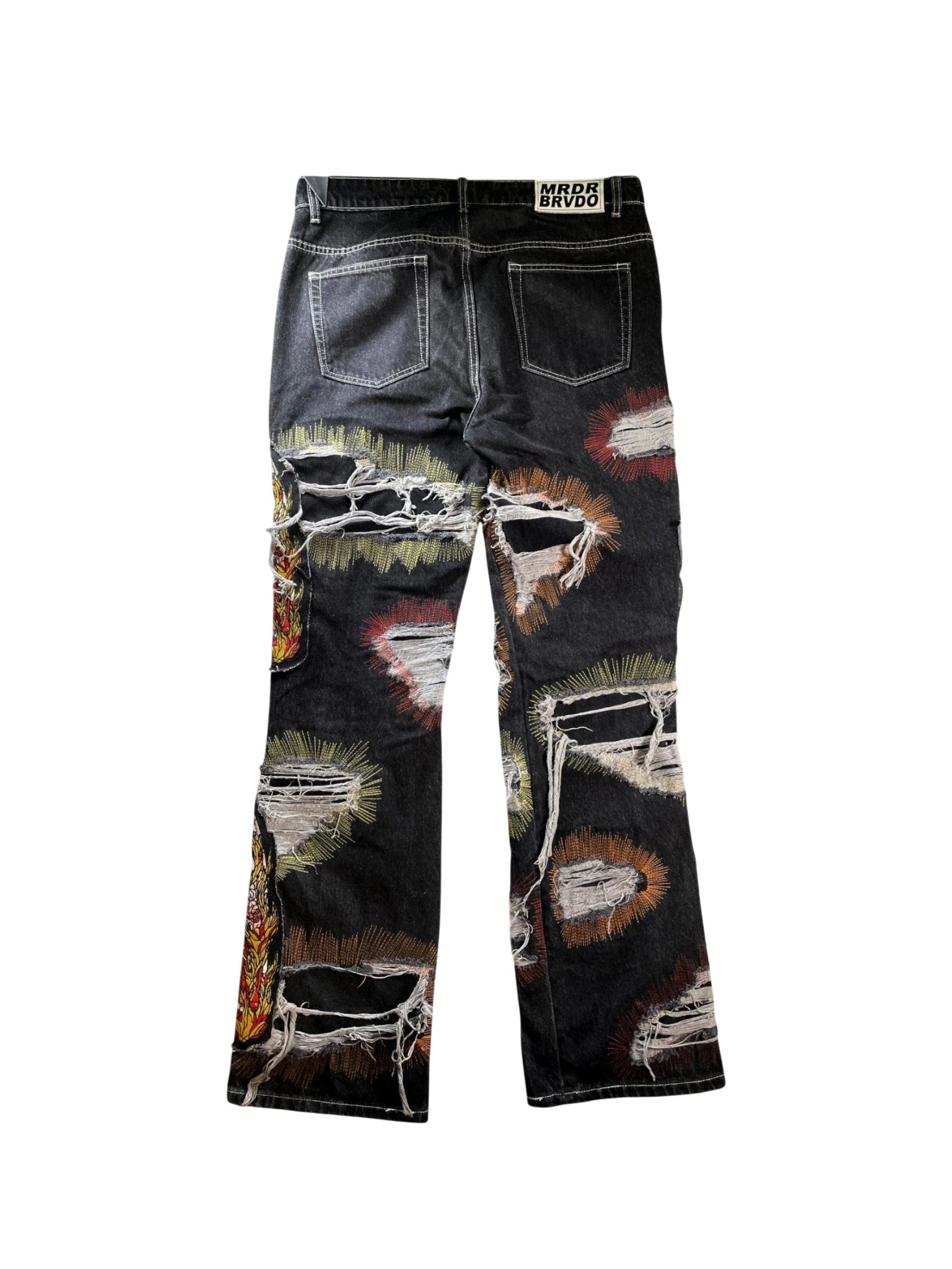 Who Decides War Flames Black & Red Jeans