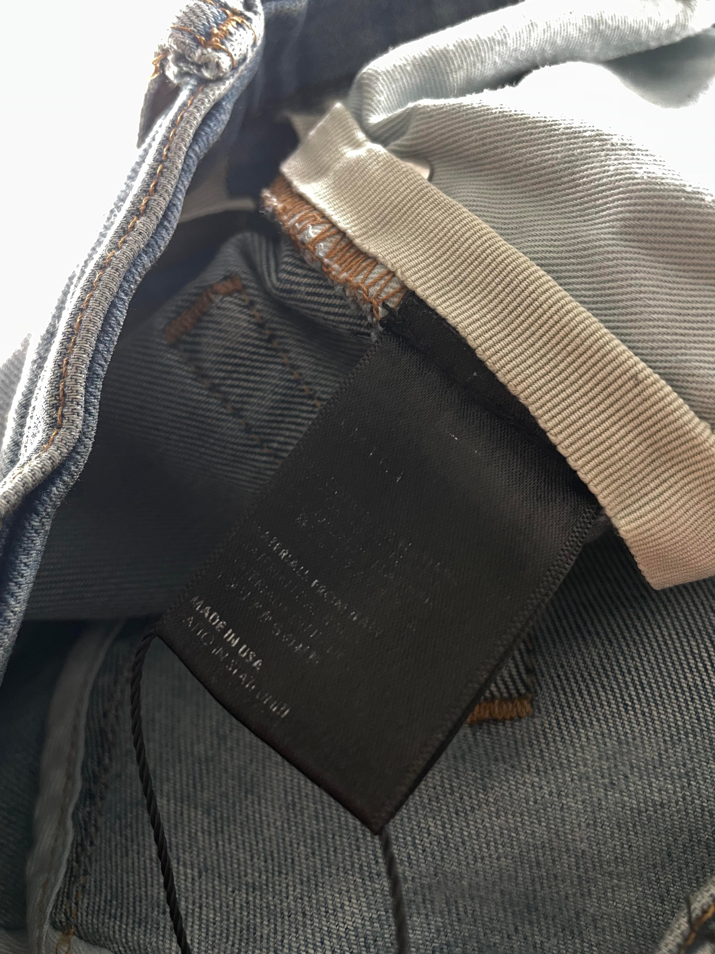 Amiri MX1 Black Suede Patch Light Wash Jeans