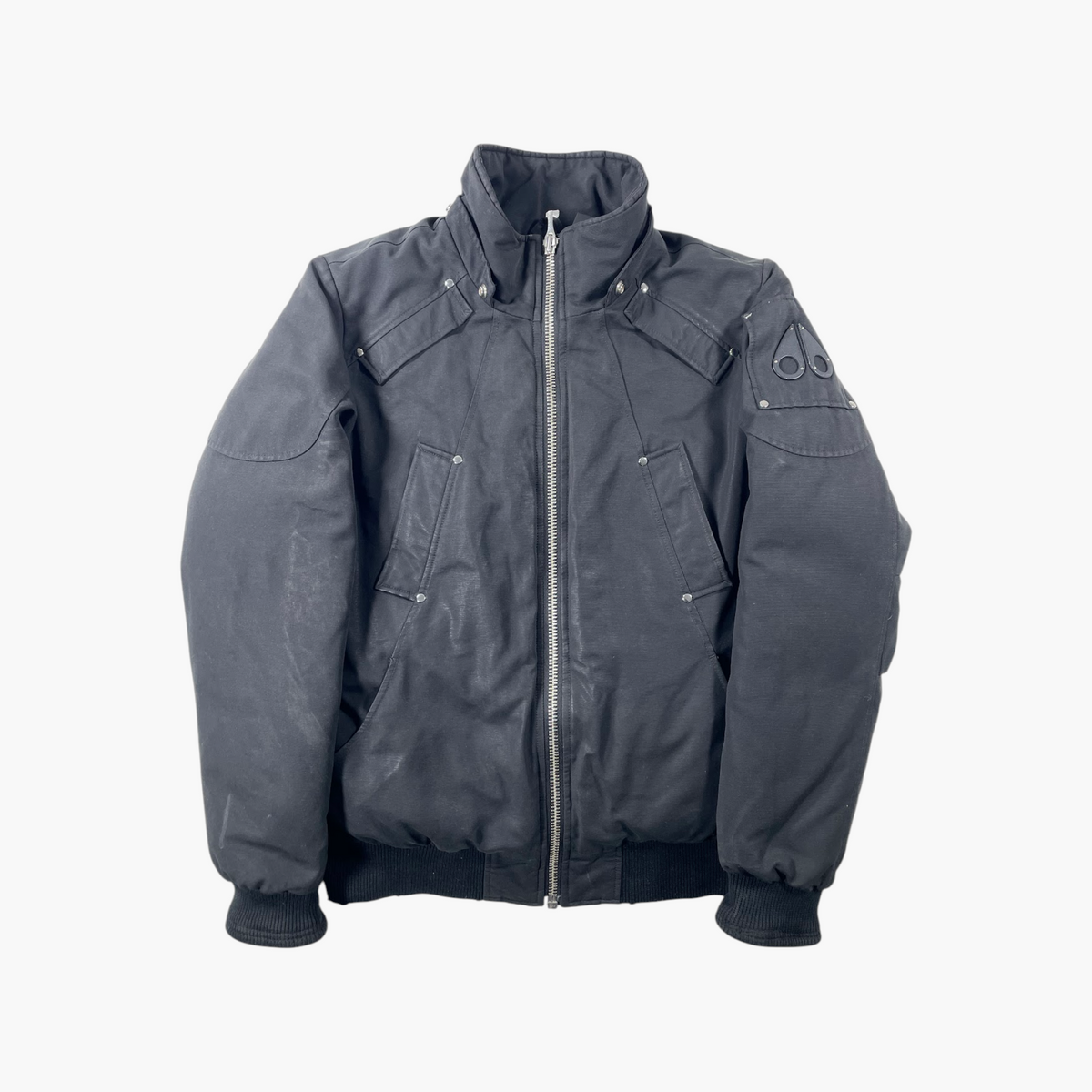 Moose Knuckles Black Fur Bomber Jacket