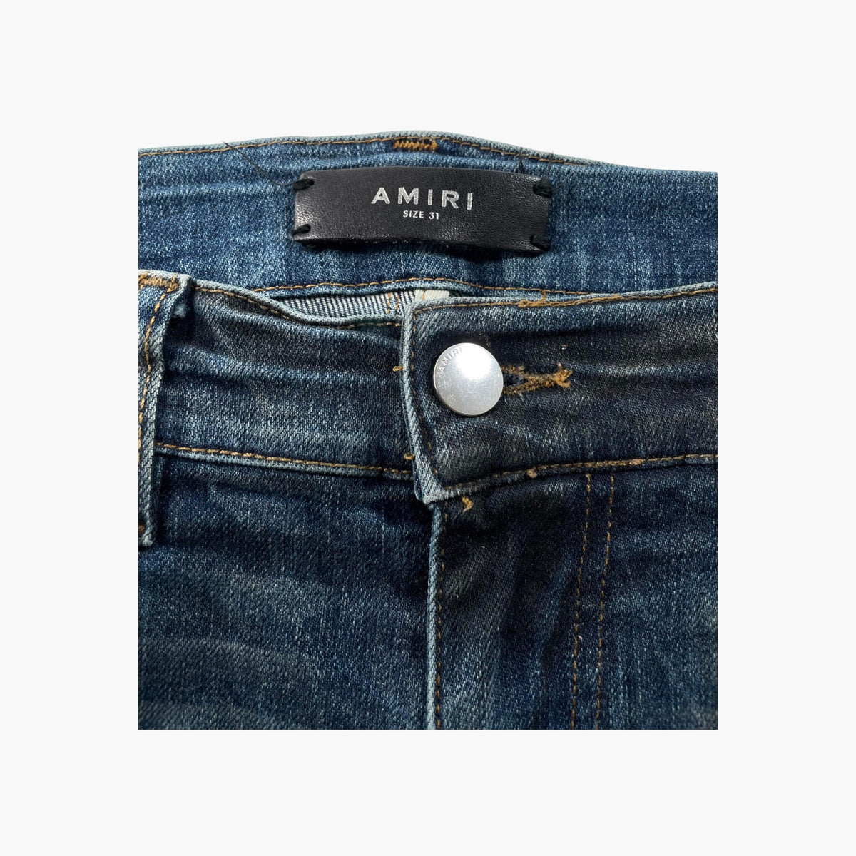 Amiri Studded Thrasher Rust Indigo Jeans