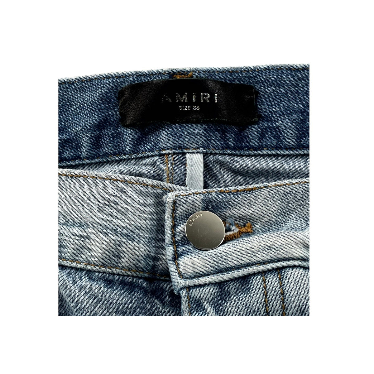 Amiri Double Knee Patchwork Light Wash Jeans