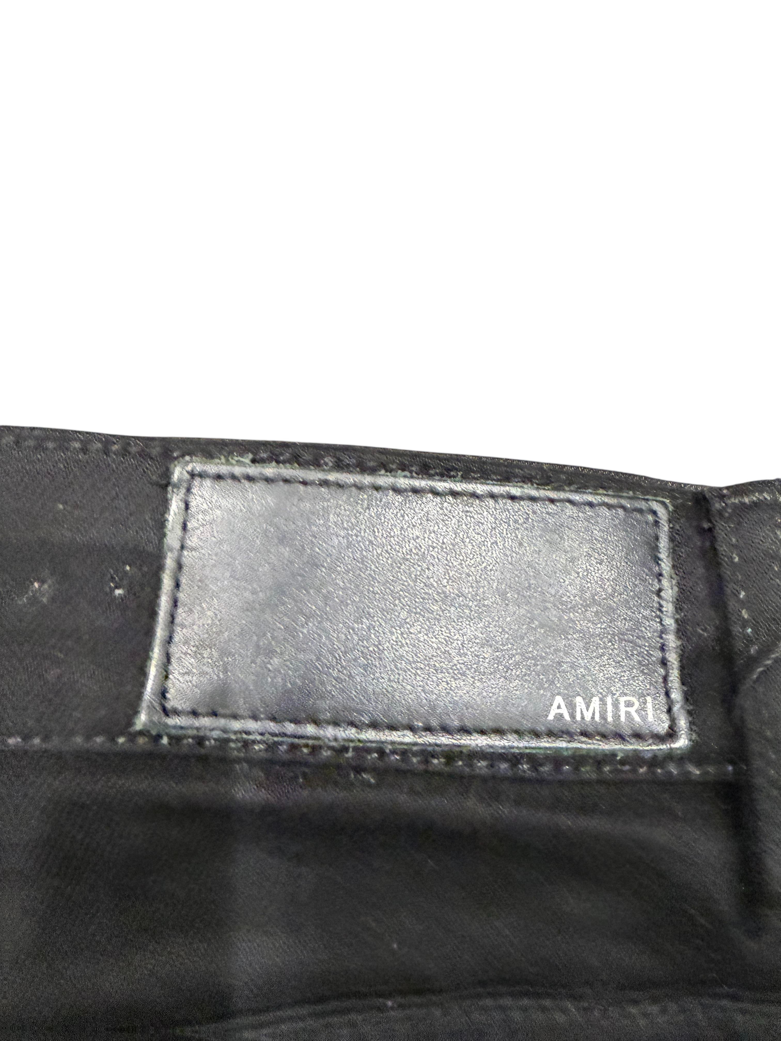 Amiri Gold Glitter Stripe Black Jeans