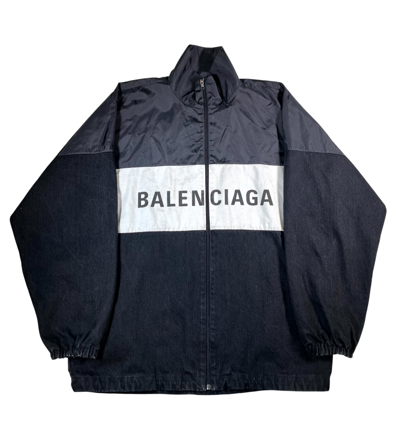 Balenciaga Denim Nylon Black & White Track Jacket