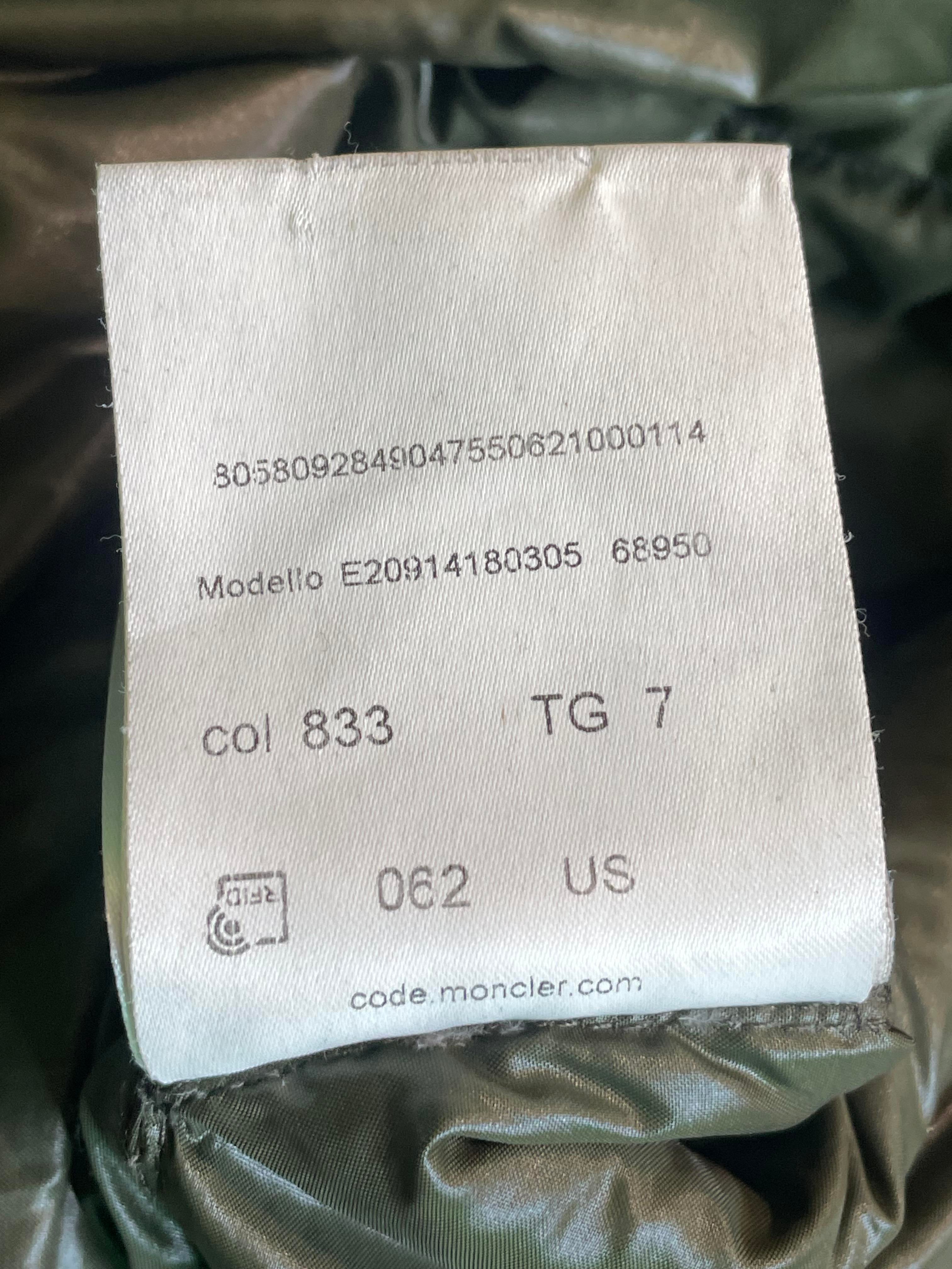 Moncler "Giubbotto" Olive Puffer Coat