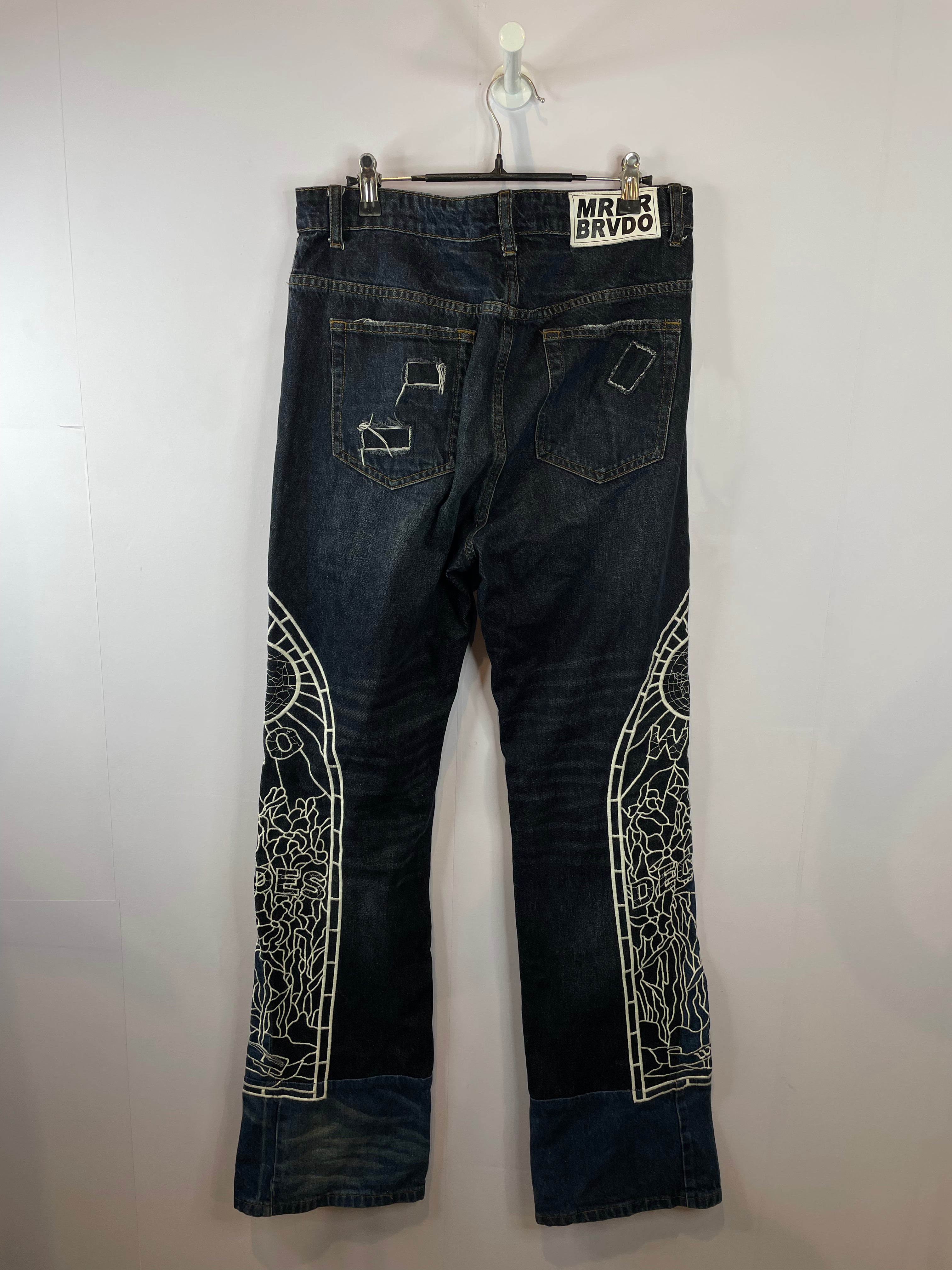 WDW Dark Wash Side Logo Embroidered Jeans