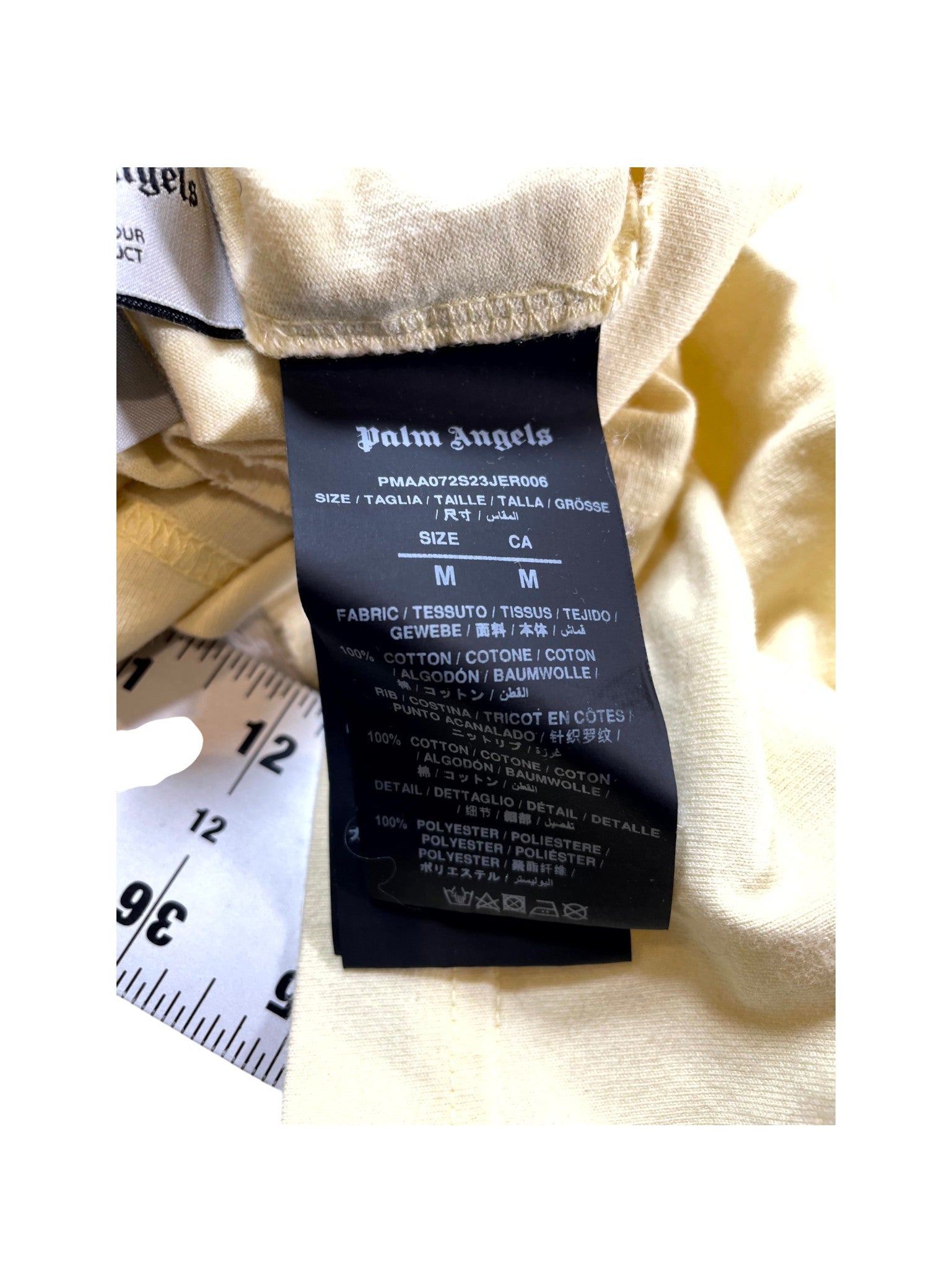 Palm Angels Cream, Pink & Blue Flames Tee