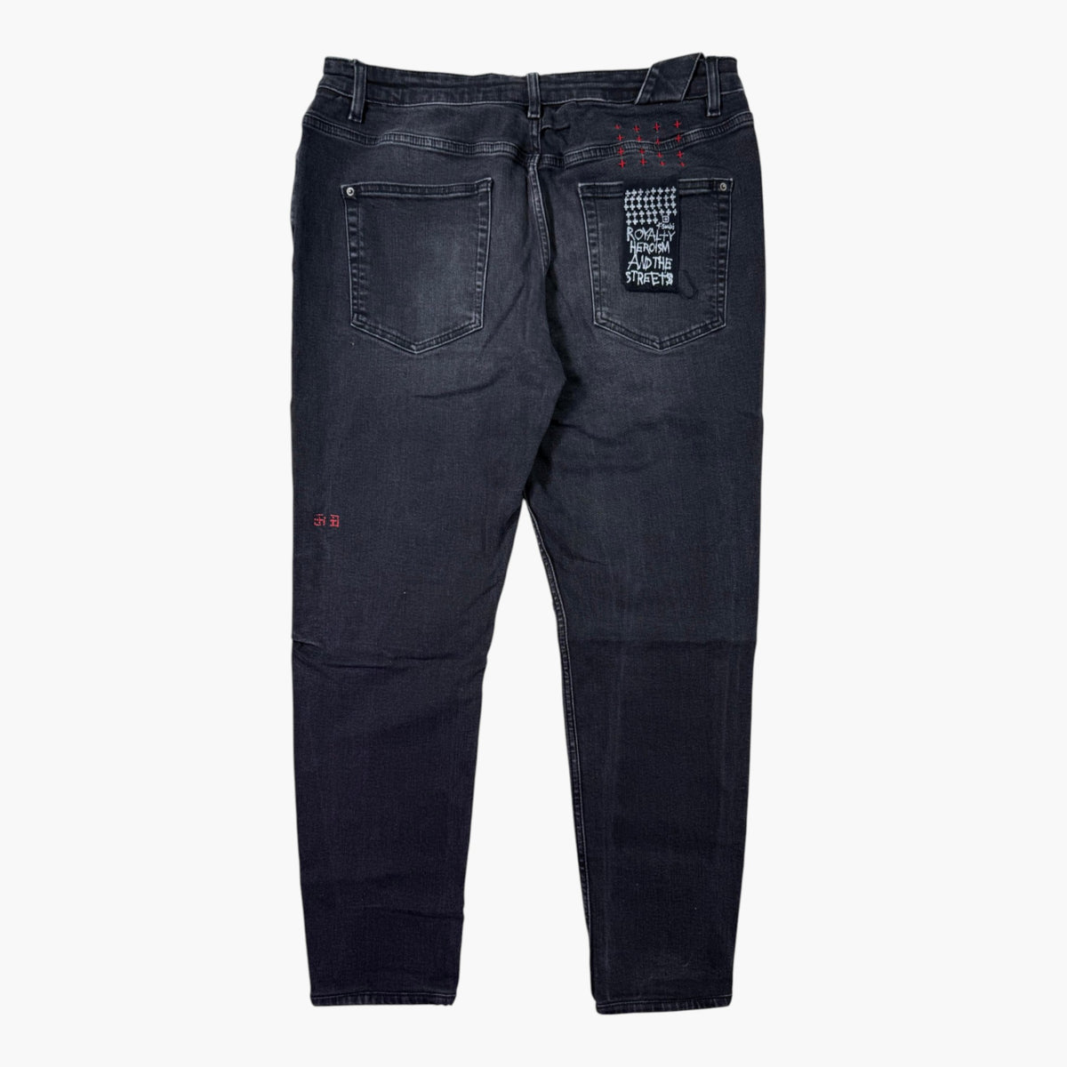 Ksubi Knee Ripped Black & Red Jeans
