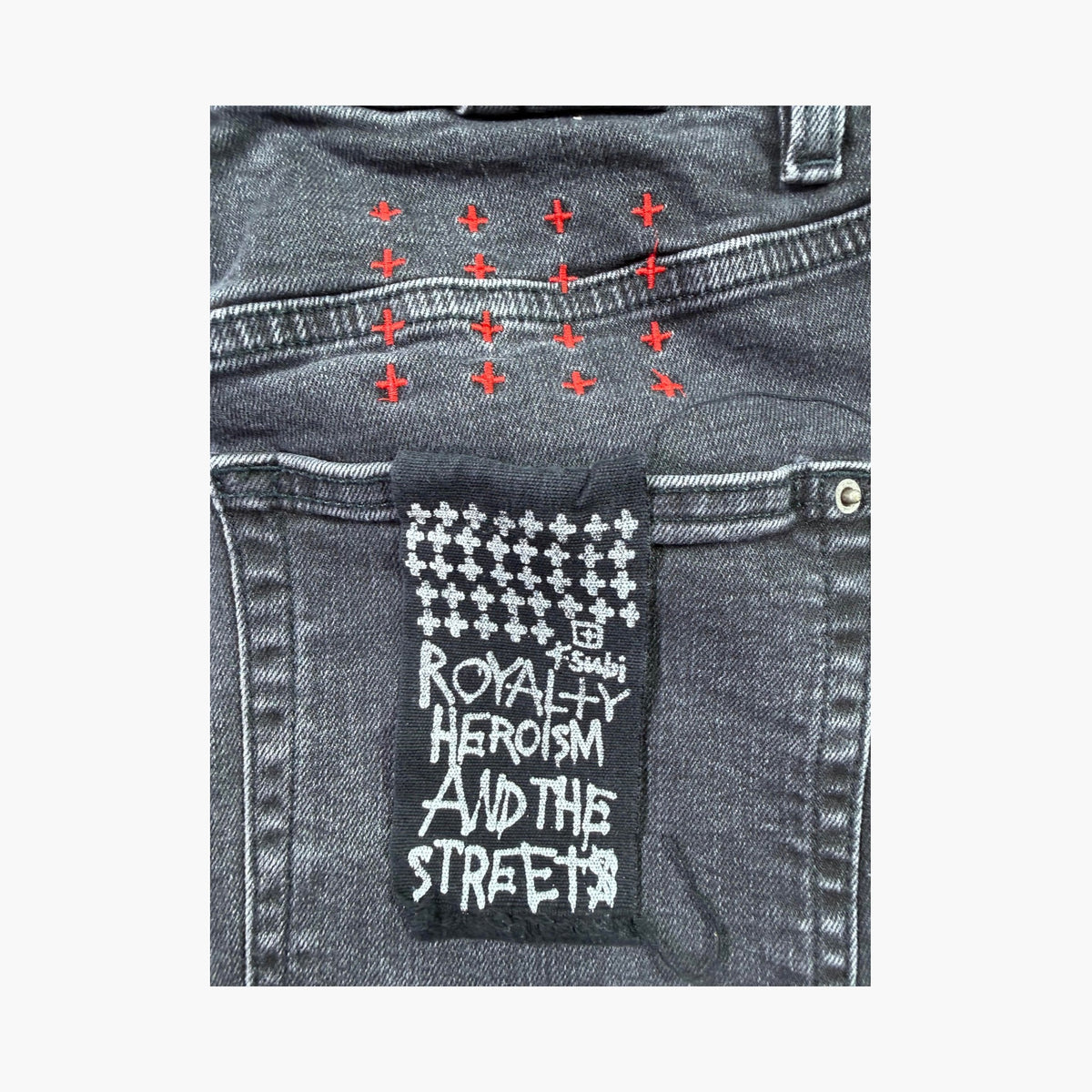 Ksubi Knee Ripped Black & Red Jeans