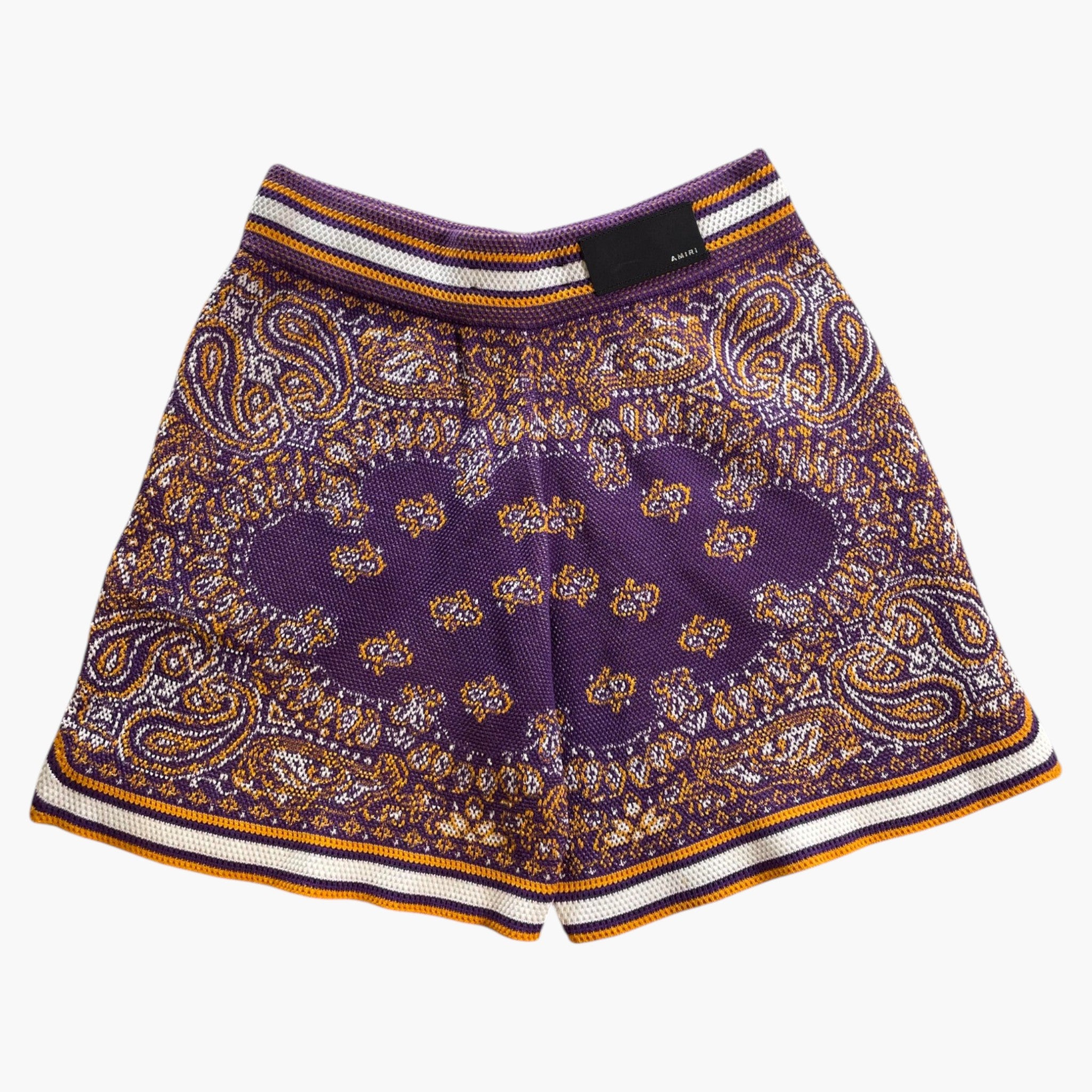Amiri B-Ball Purple & Yellow Bandana Shorts