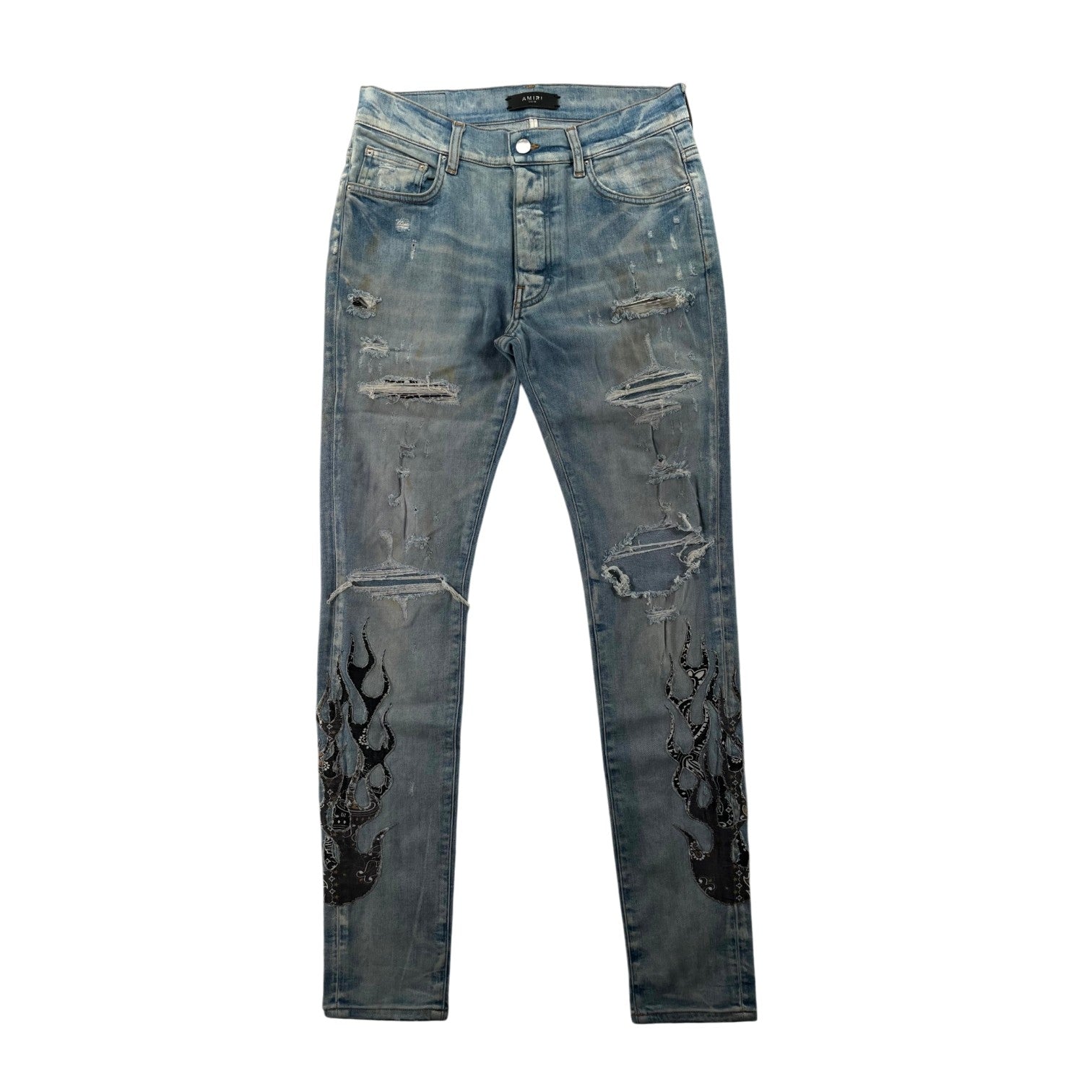 Amiri Paisley Flames Light Wash Jeans