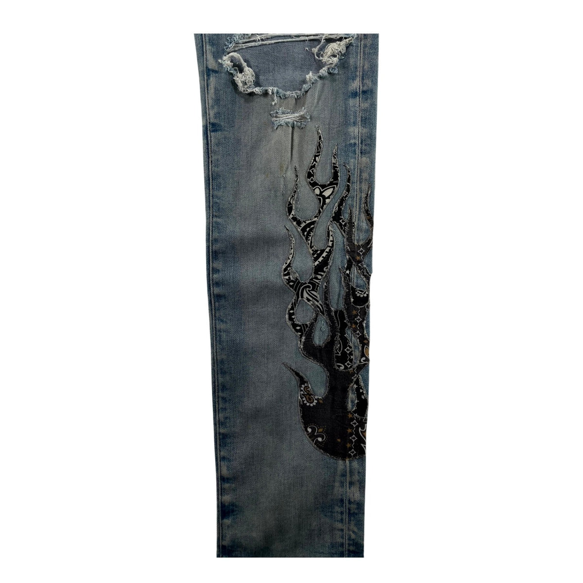 Amiri Paisley Flames Light Wash Jeans