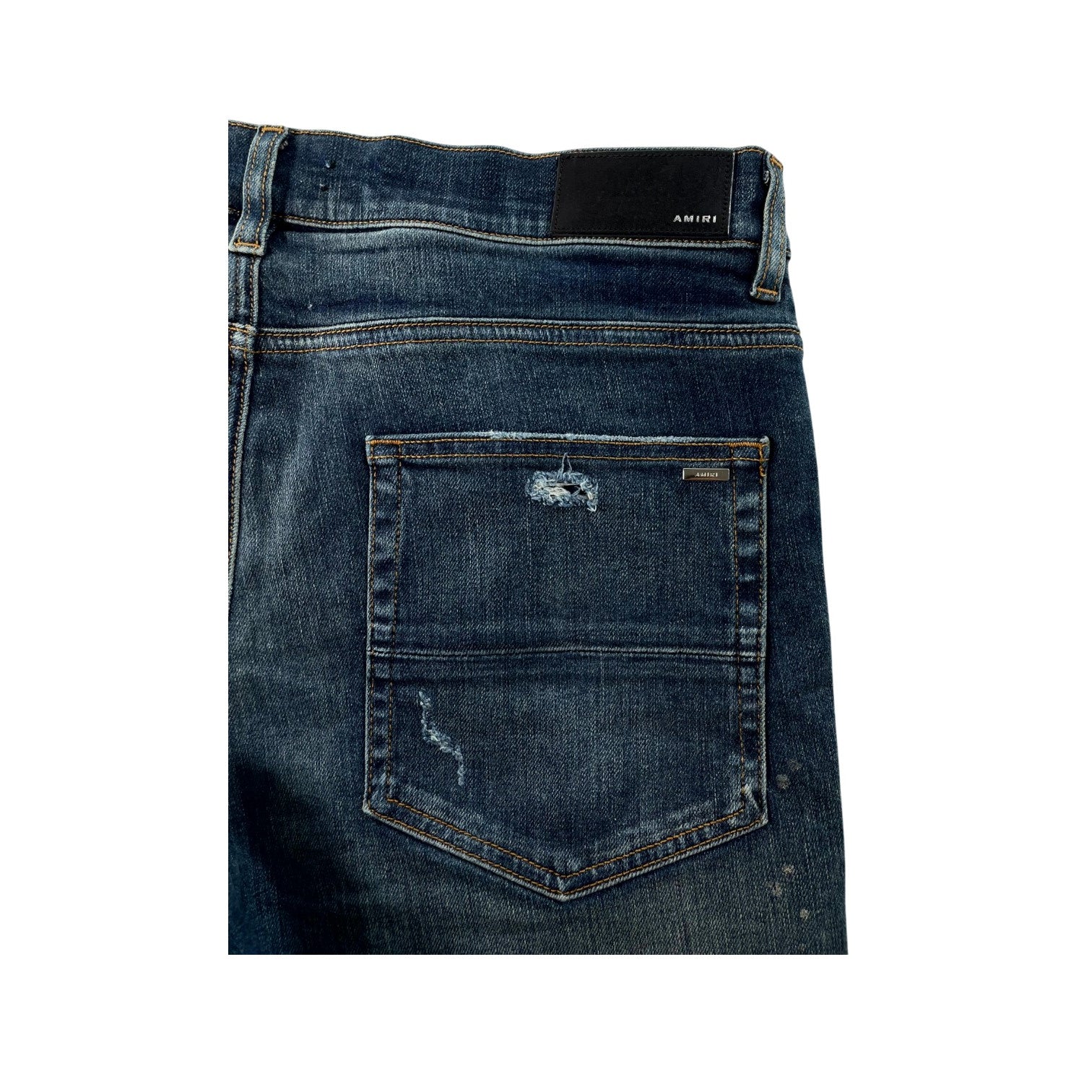 Amiri Plaid Thrasher Patch Navy, Blue & Cream Jeans