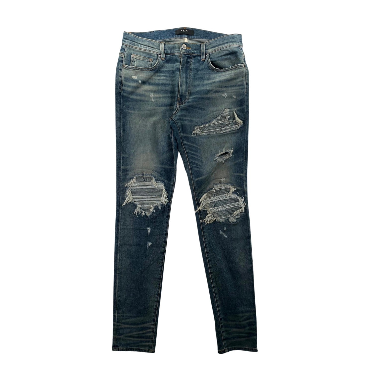 Amiri "MX1" Denim Patch Light Wash Jeans
