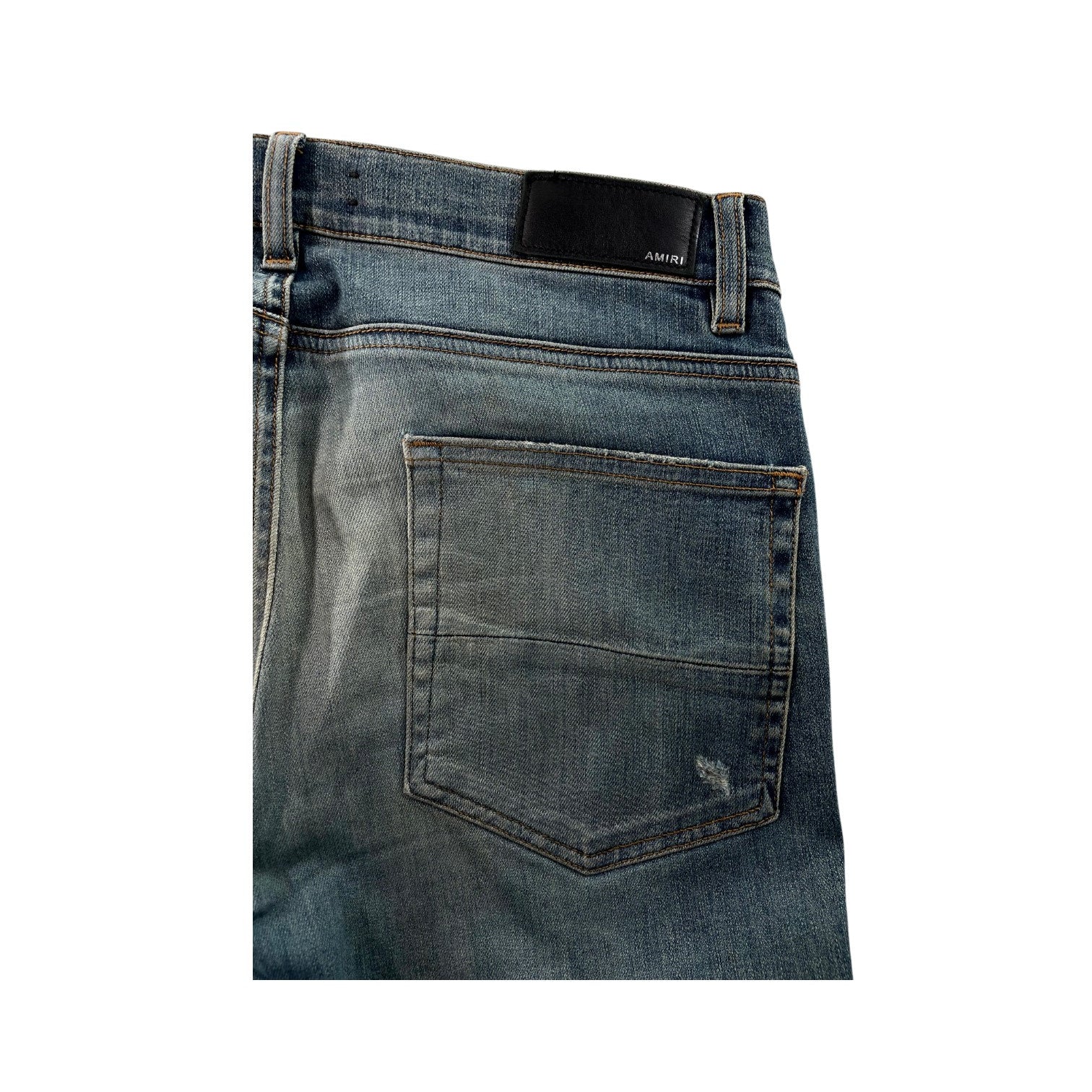 Amiri "MX1" Denim Patch Light Wash Jeans