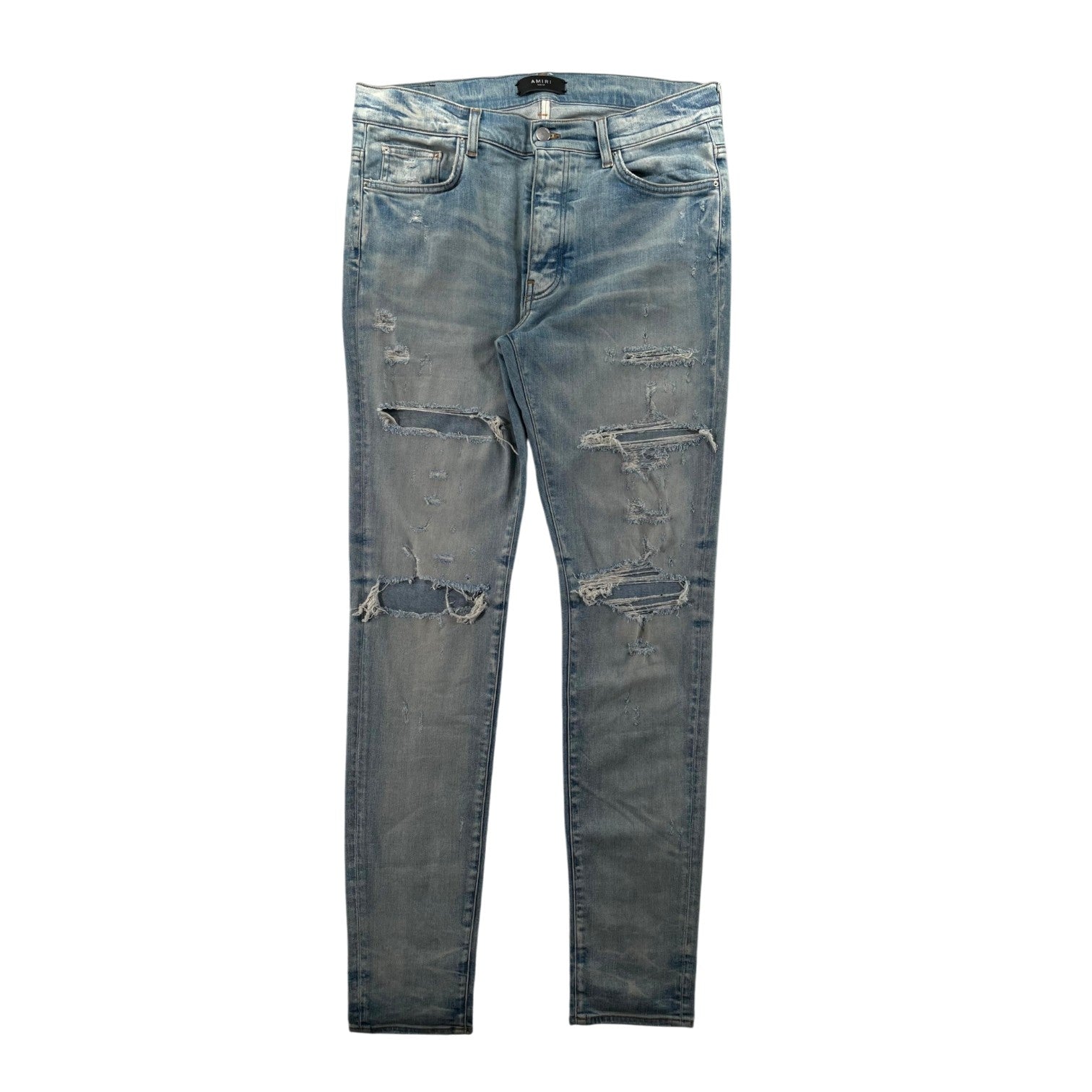 Amiri Plain Thrasher Ripped Light Wash Jeans