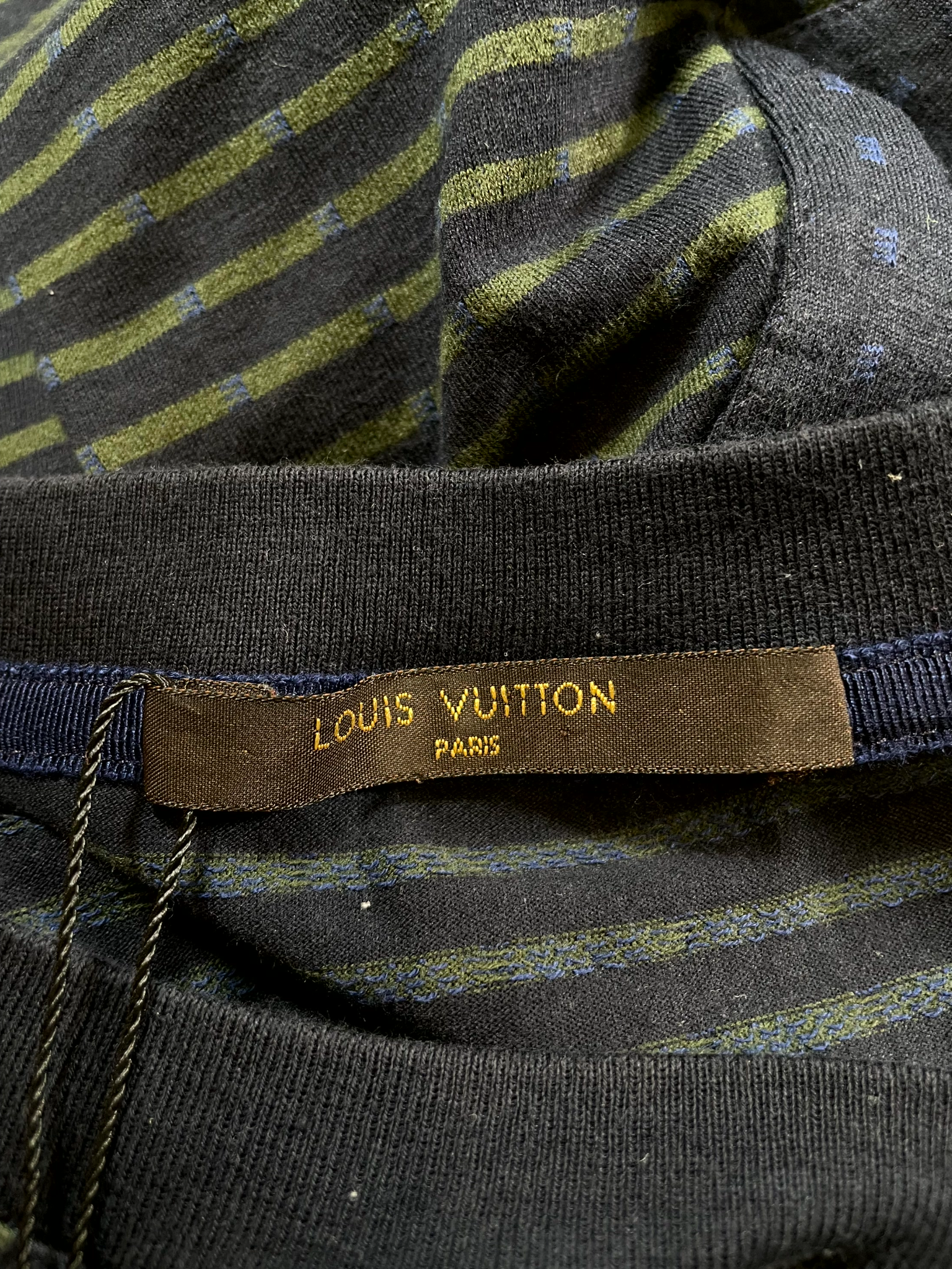 Louis Vuitton Striped V Green & Blue Tee