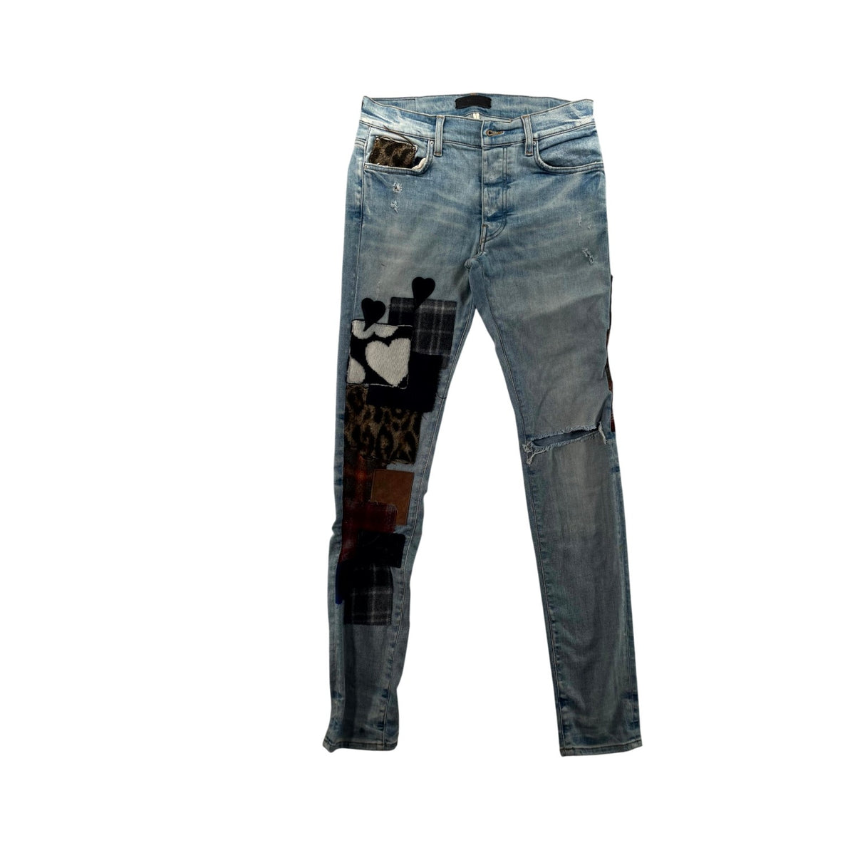 Amiri Lumberjack Patchwork Light Wash Jeans