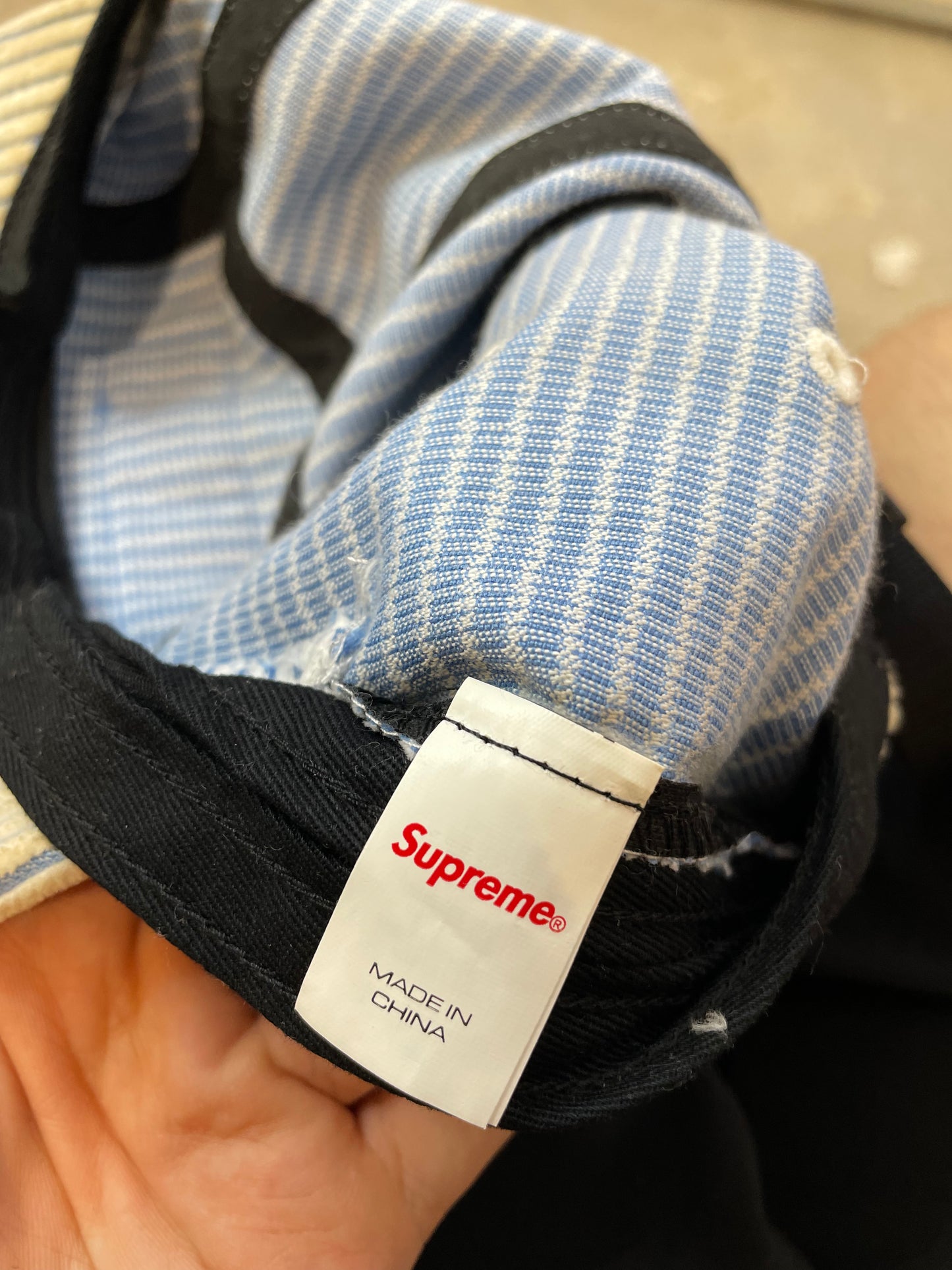 Supreme White & Blue Corduroy Cap