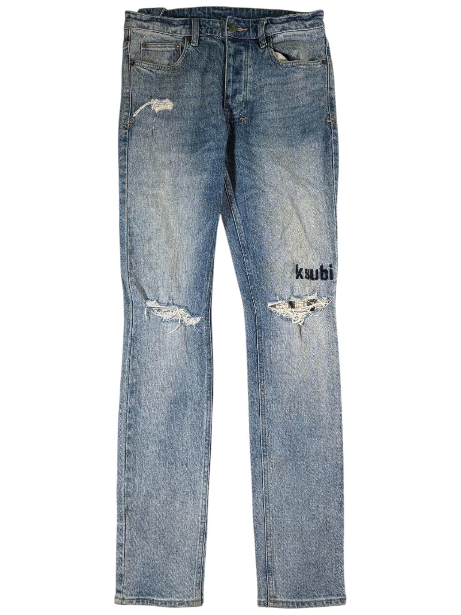 Ksubi Light Wash Knee Embroidery Jeans