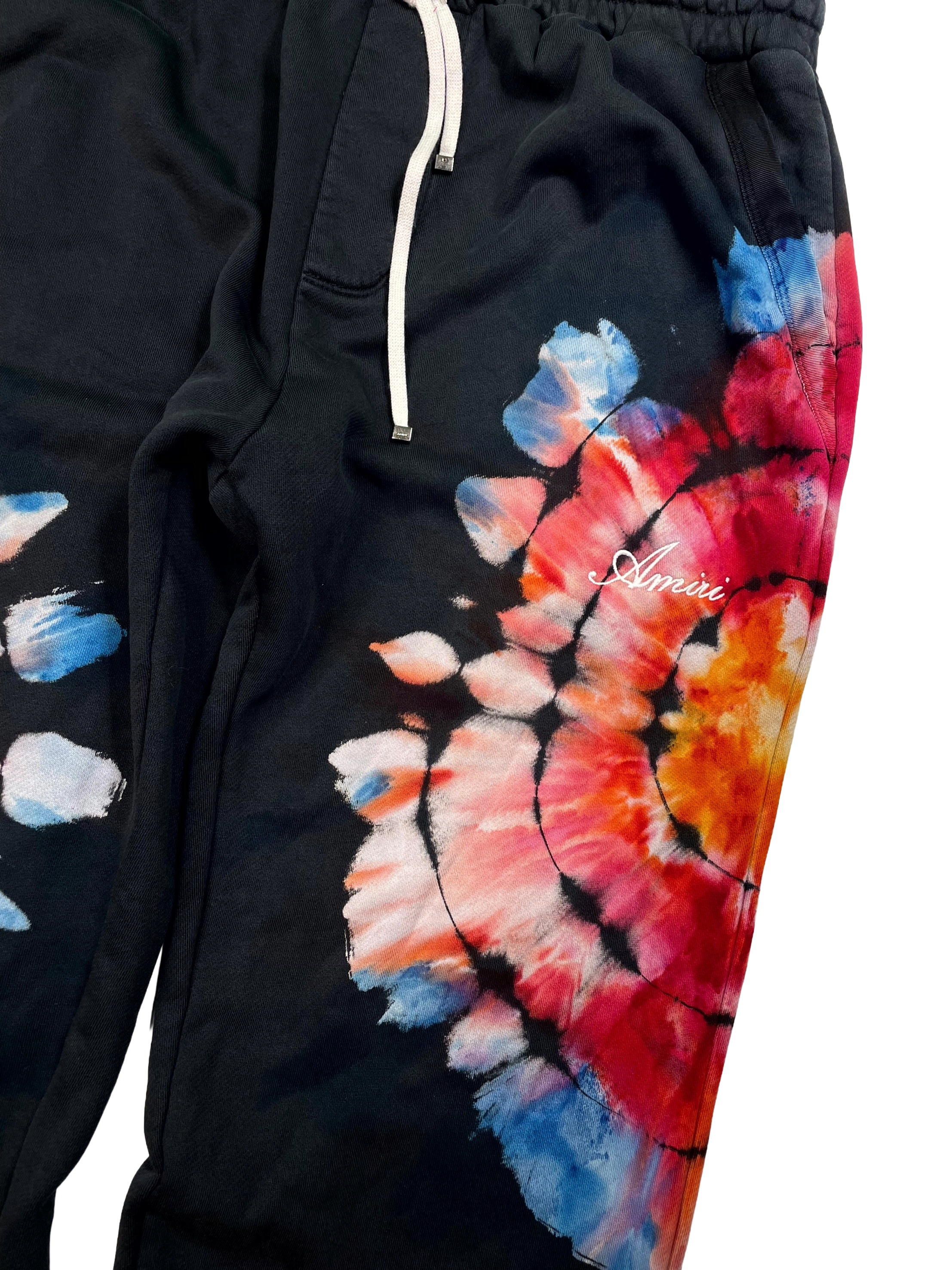 Amiri Script Logo Tie Dye Black Sweatpants
