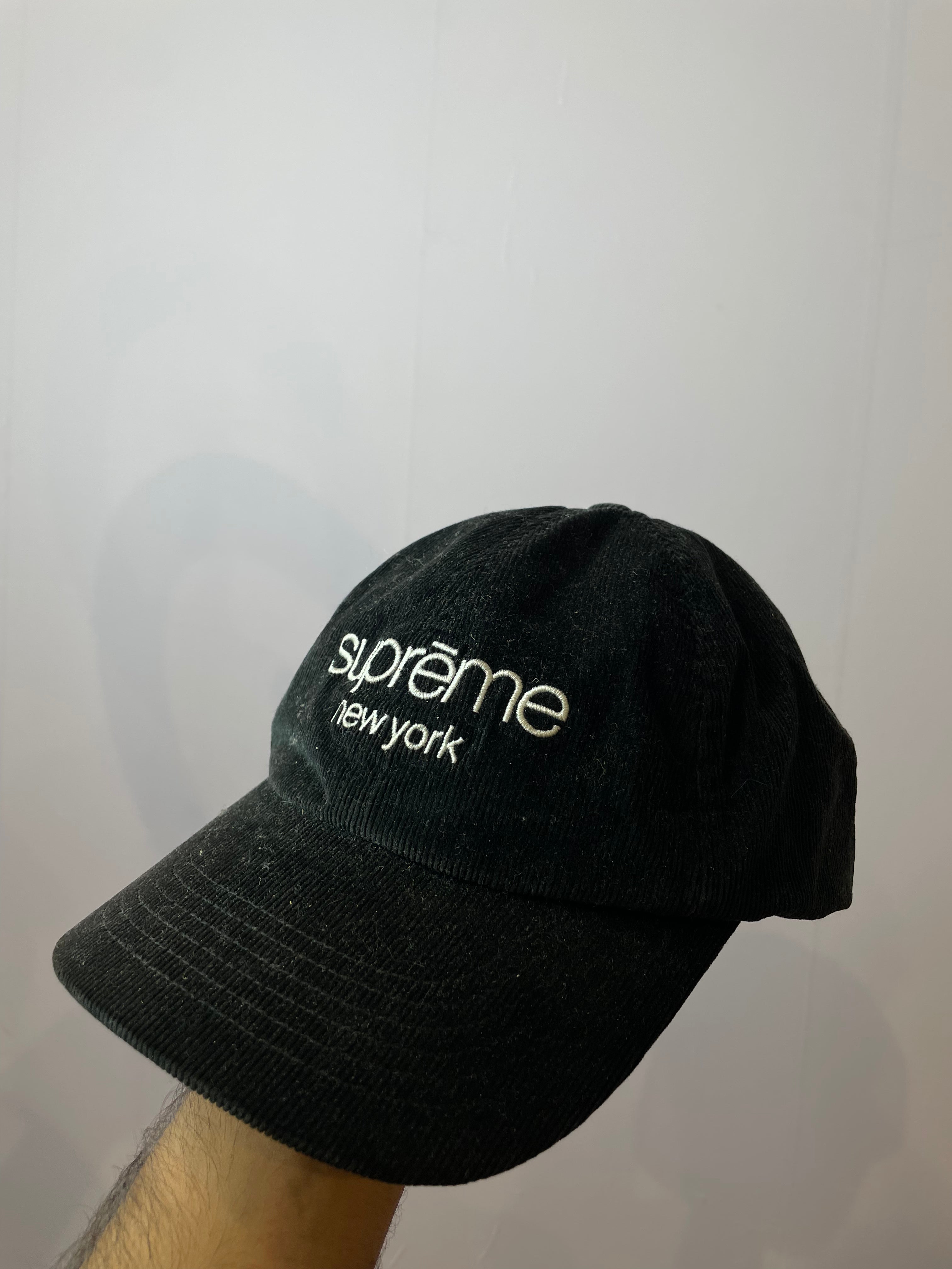 Supreme Black & White Corduroy Hat