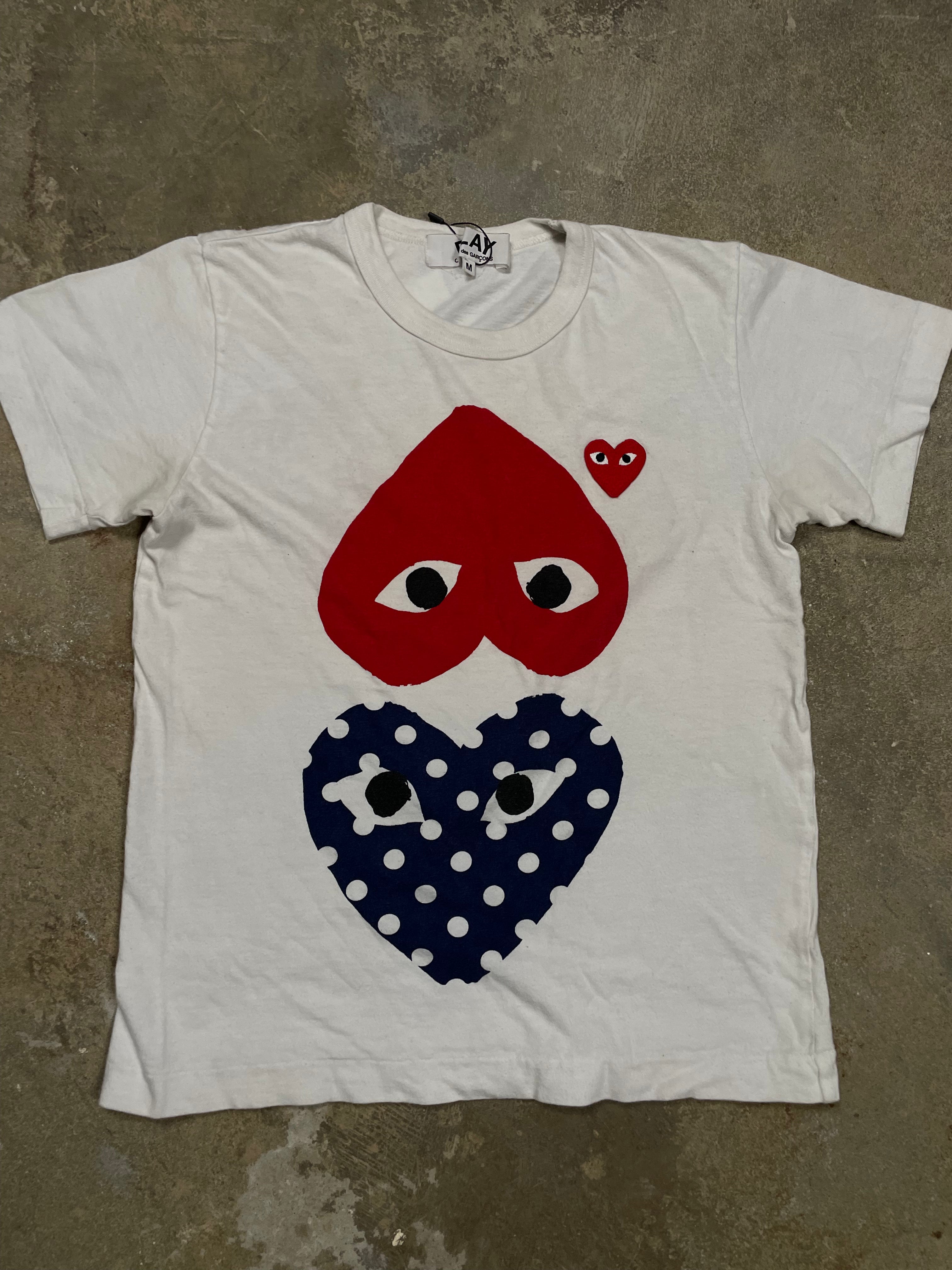 CDG Tee White Multi Used Medium