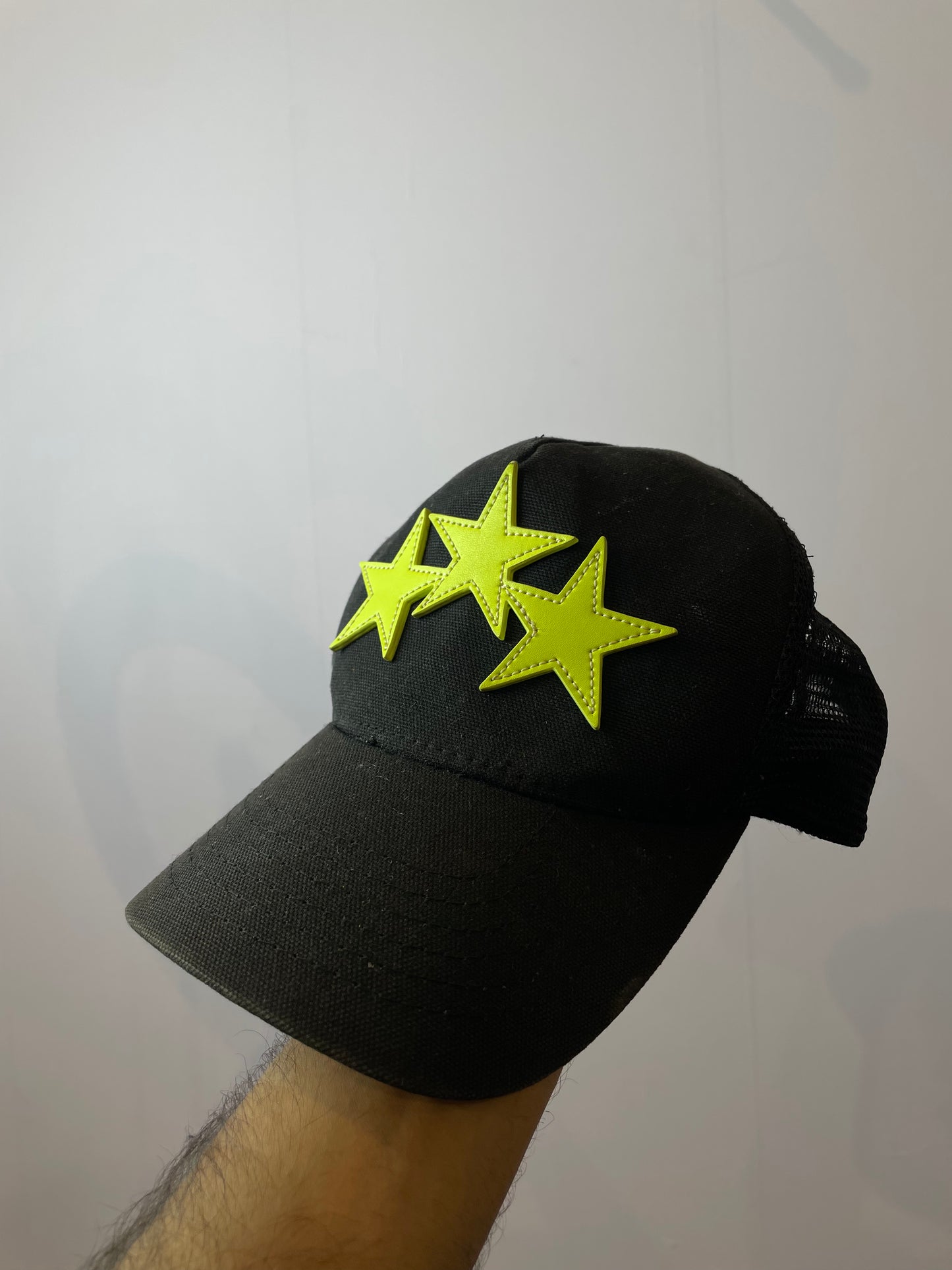 Amiri Three Star Black & Neon Trucker Hat