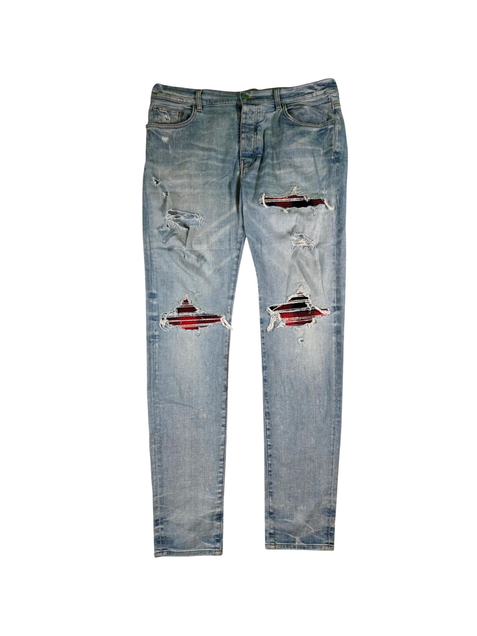 Amiri MX1 Patch Light Wash, Blue & Red Jeans