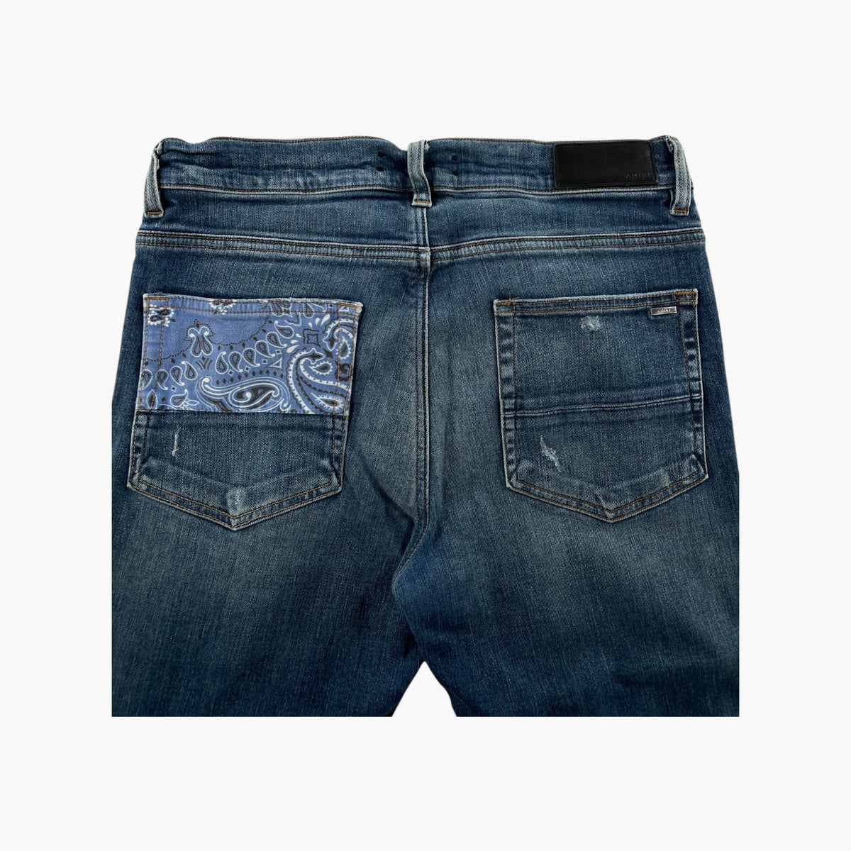 Amiri Paisley Patchwork Deep Classic Blue Jeans