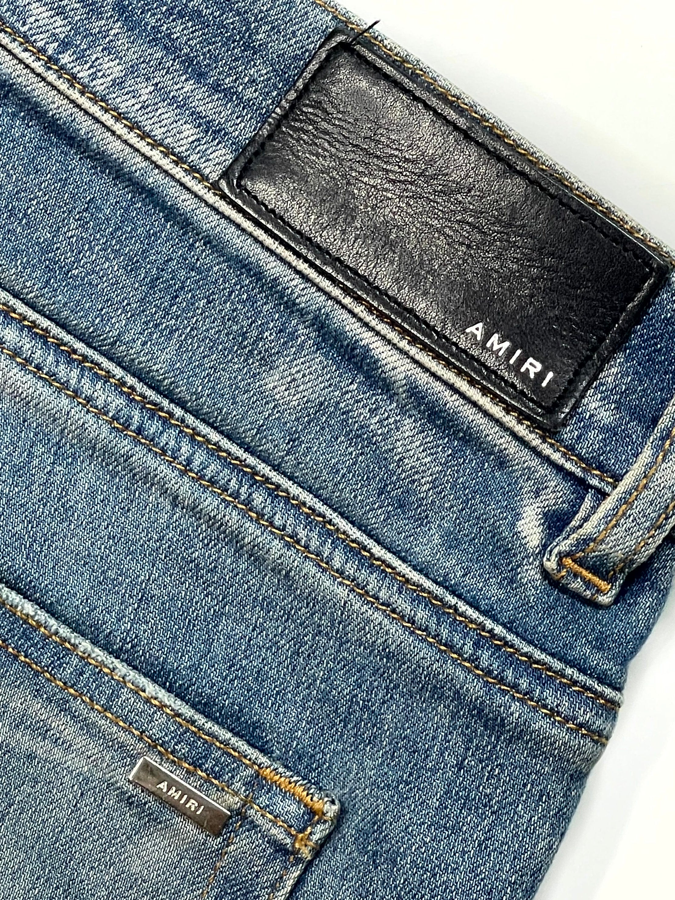 Amiri Paisley Thrasher Patch Light Wash & Orange Jeans