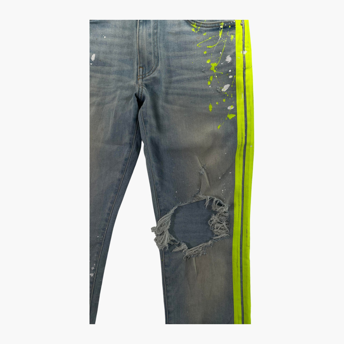 Amiri Stripe Light Wash & Neon Jeans