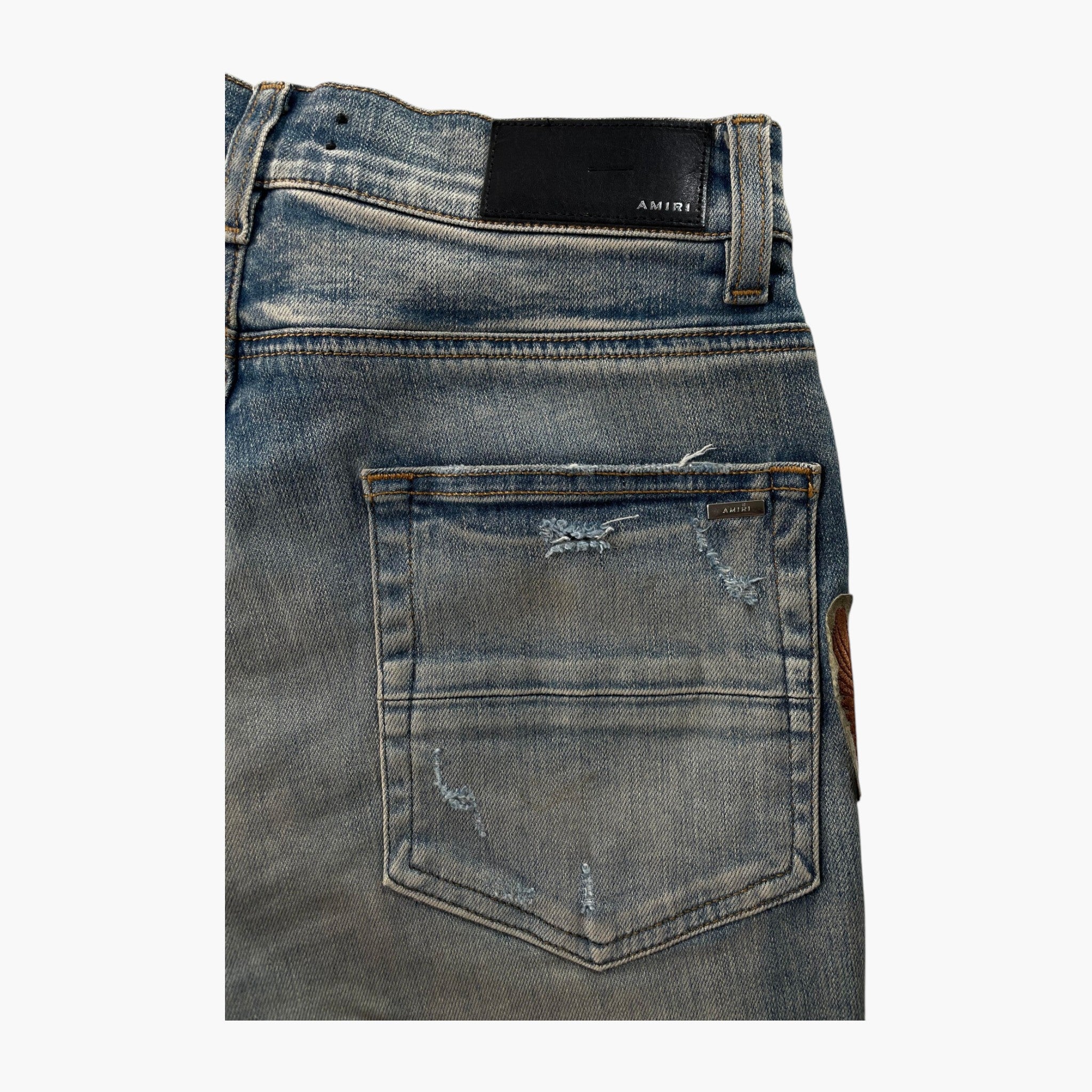 Amiri Biker Patchwork Light Wash Jeans