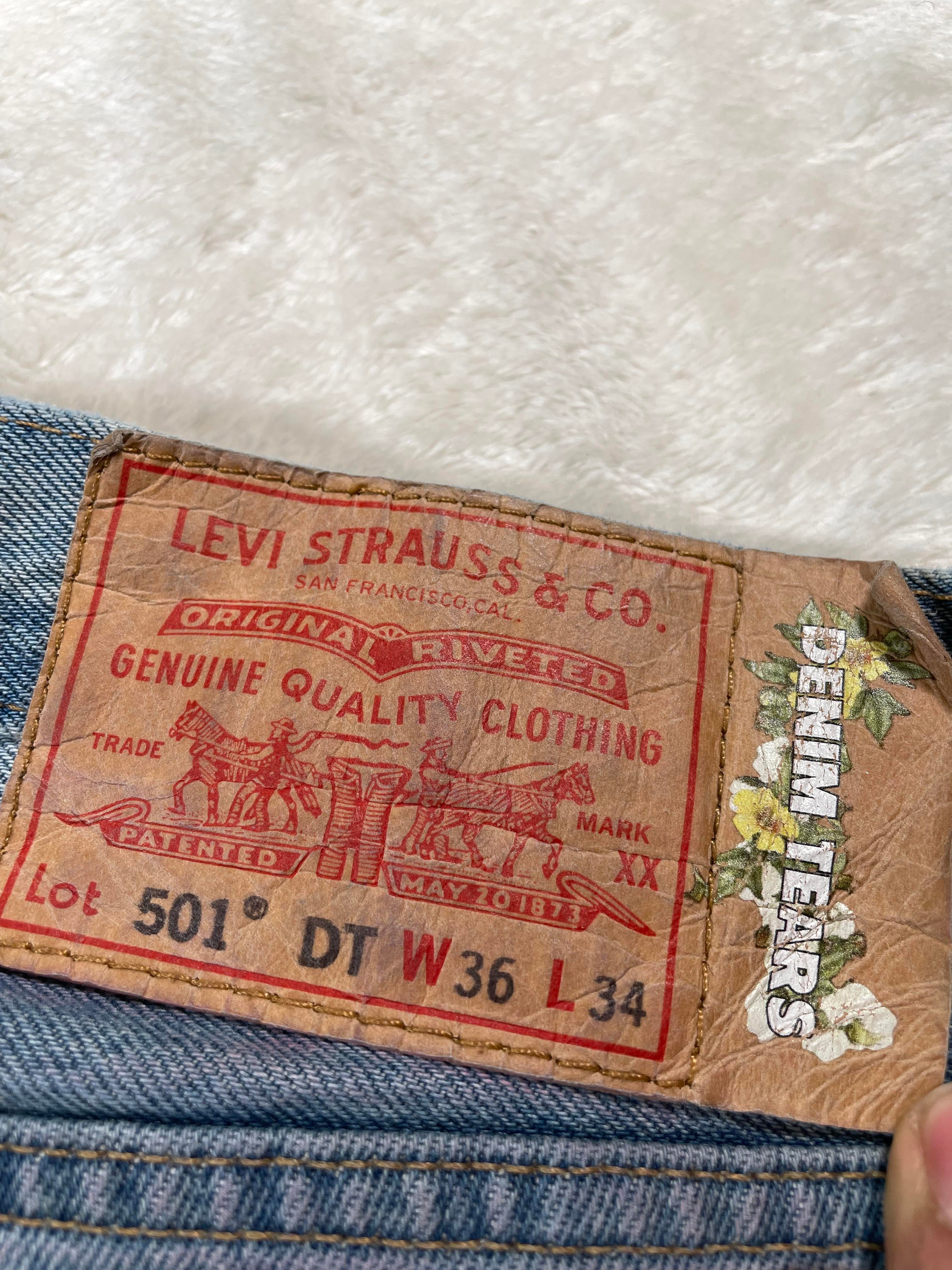 Denim Tears 'Navy & Pink BSTROY' Light Wash Jeans