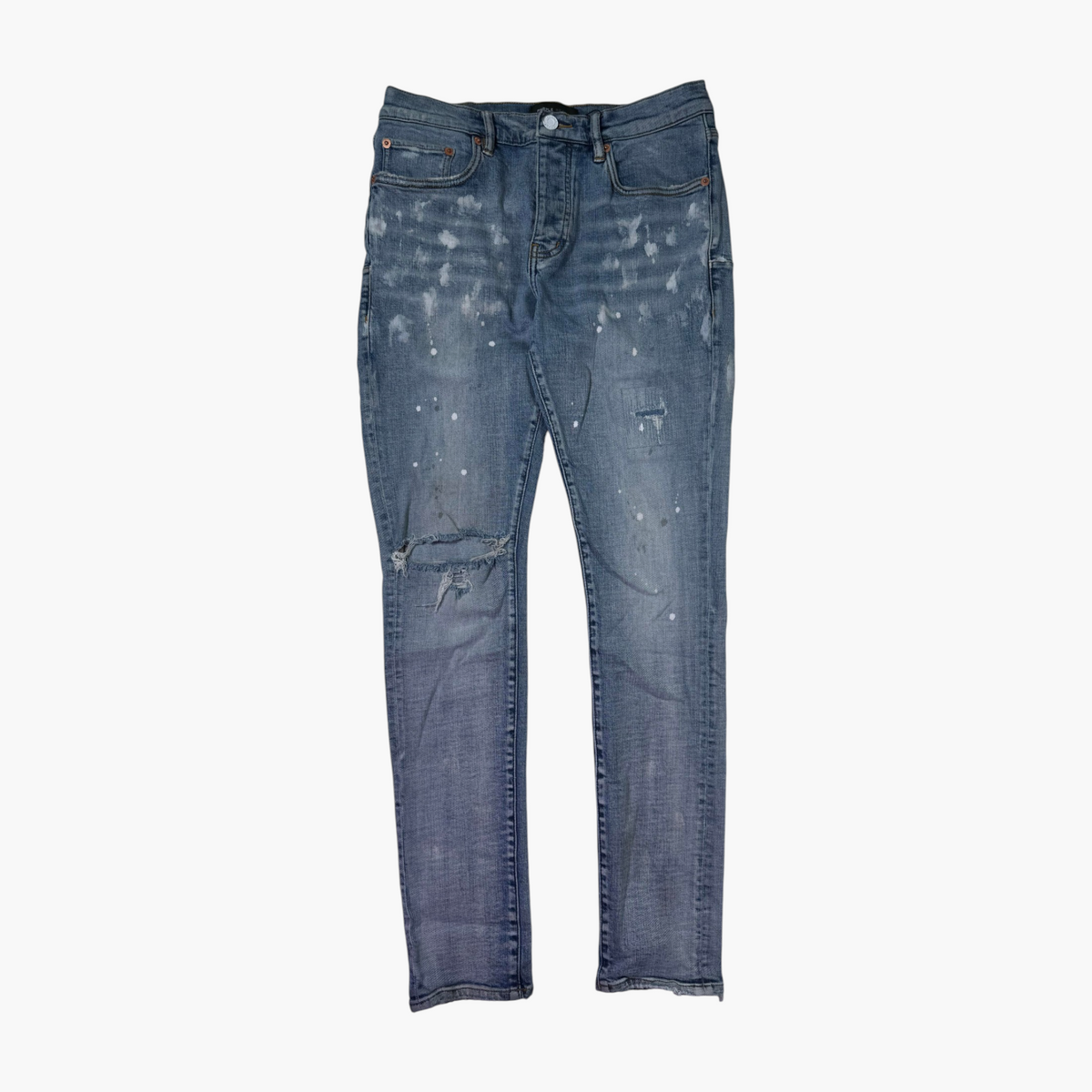 Purple Brand Splatter Light Wash Jeans