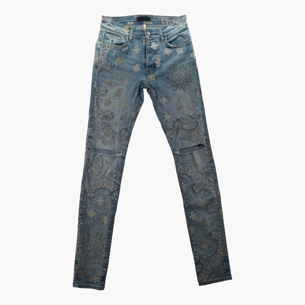 Amiri Blue Paisley Light Wash Jeans