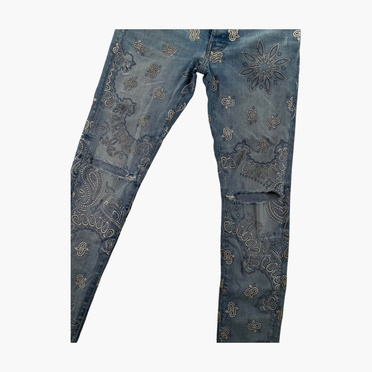 Amiri Blue Paisley Light Wash Jeans