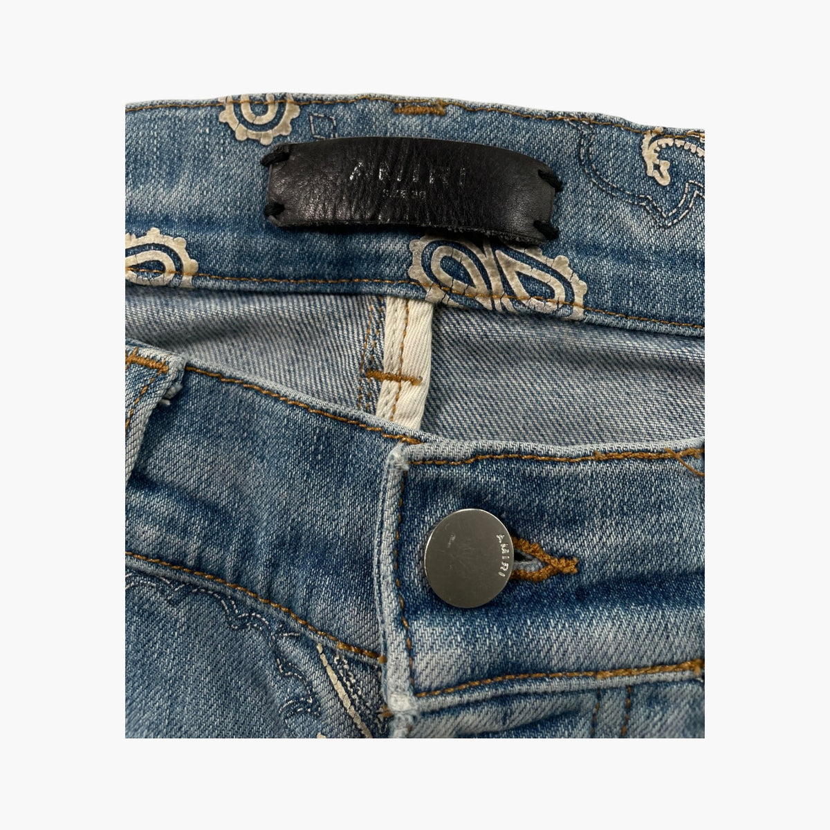 Amiri Blue Paisley Light Wash Jeans