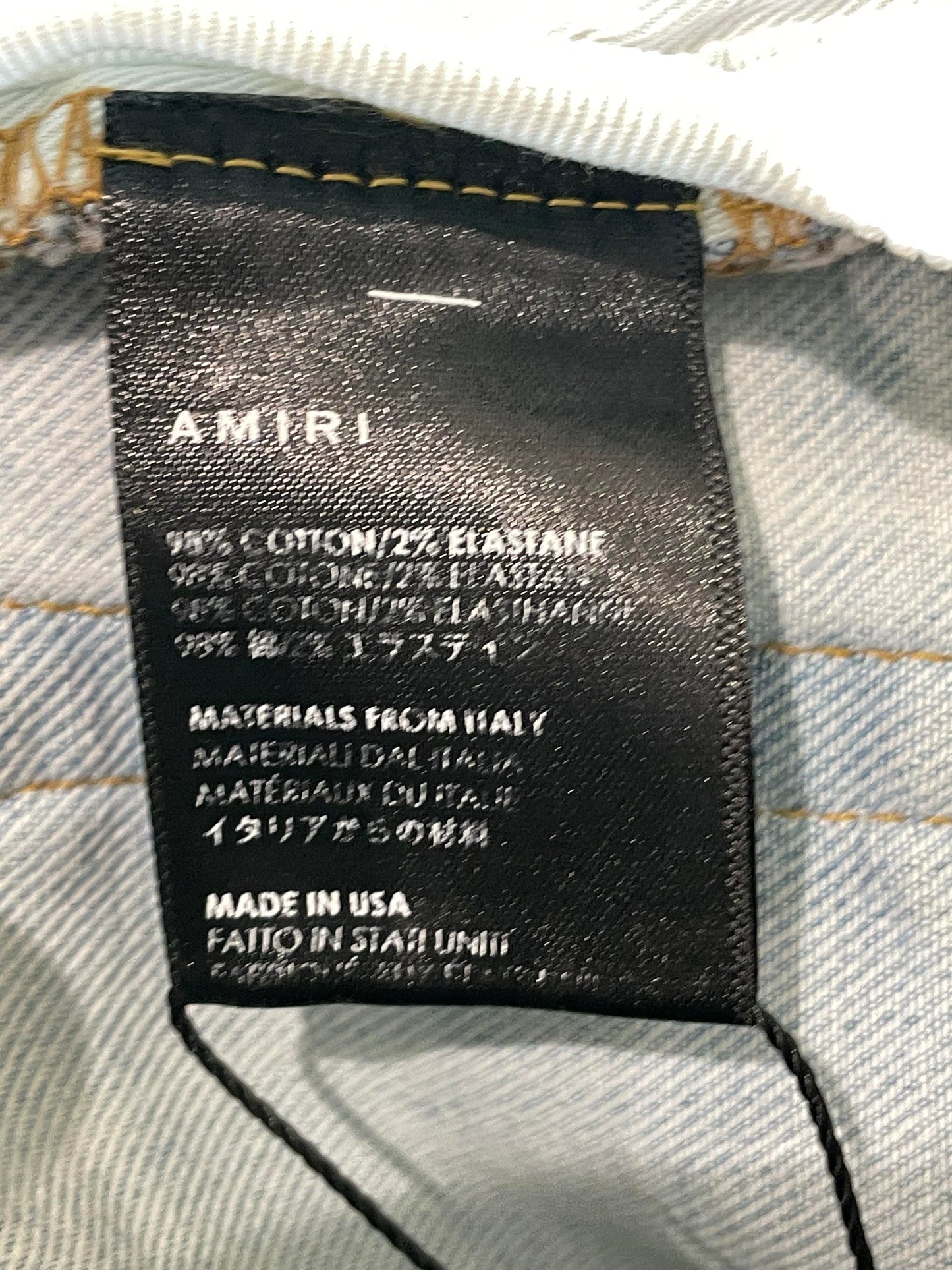 Amiri Black Pink Patch Light Wash Jeans