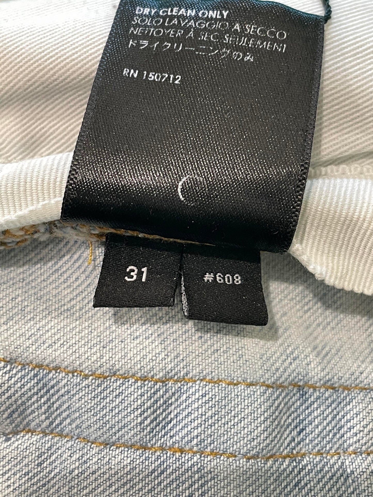 Amiri Black Pink Patch Light Wash Jeans