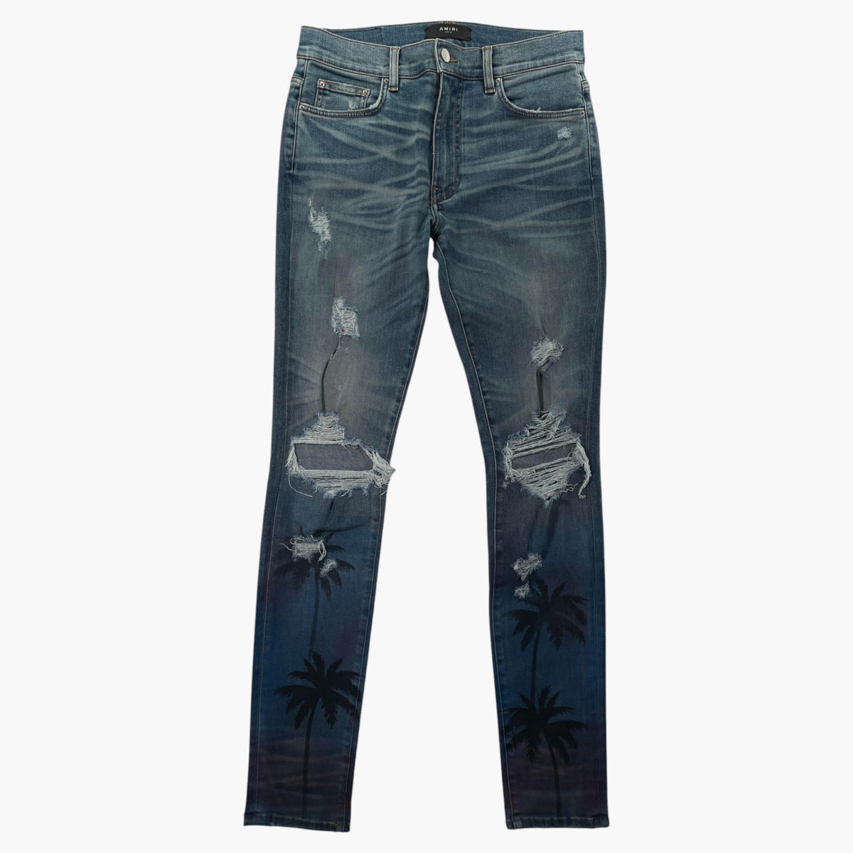 Amiri Palm Tree (Zipper) Navy Wash Jeans