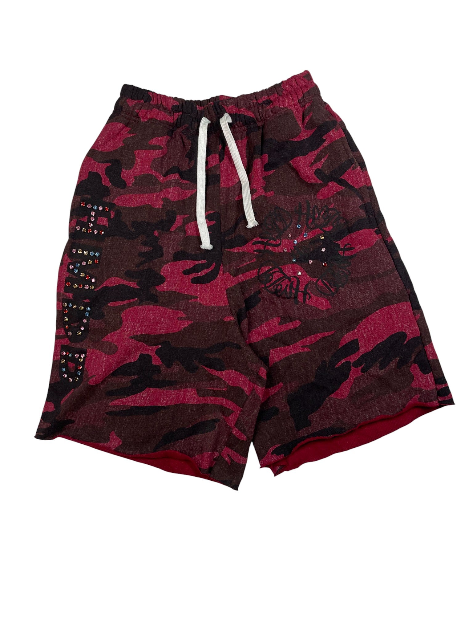HMDD Studded Red Sweat Shorts