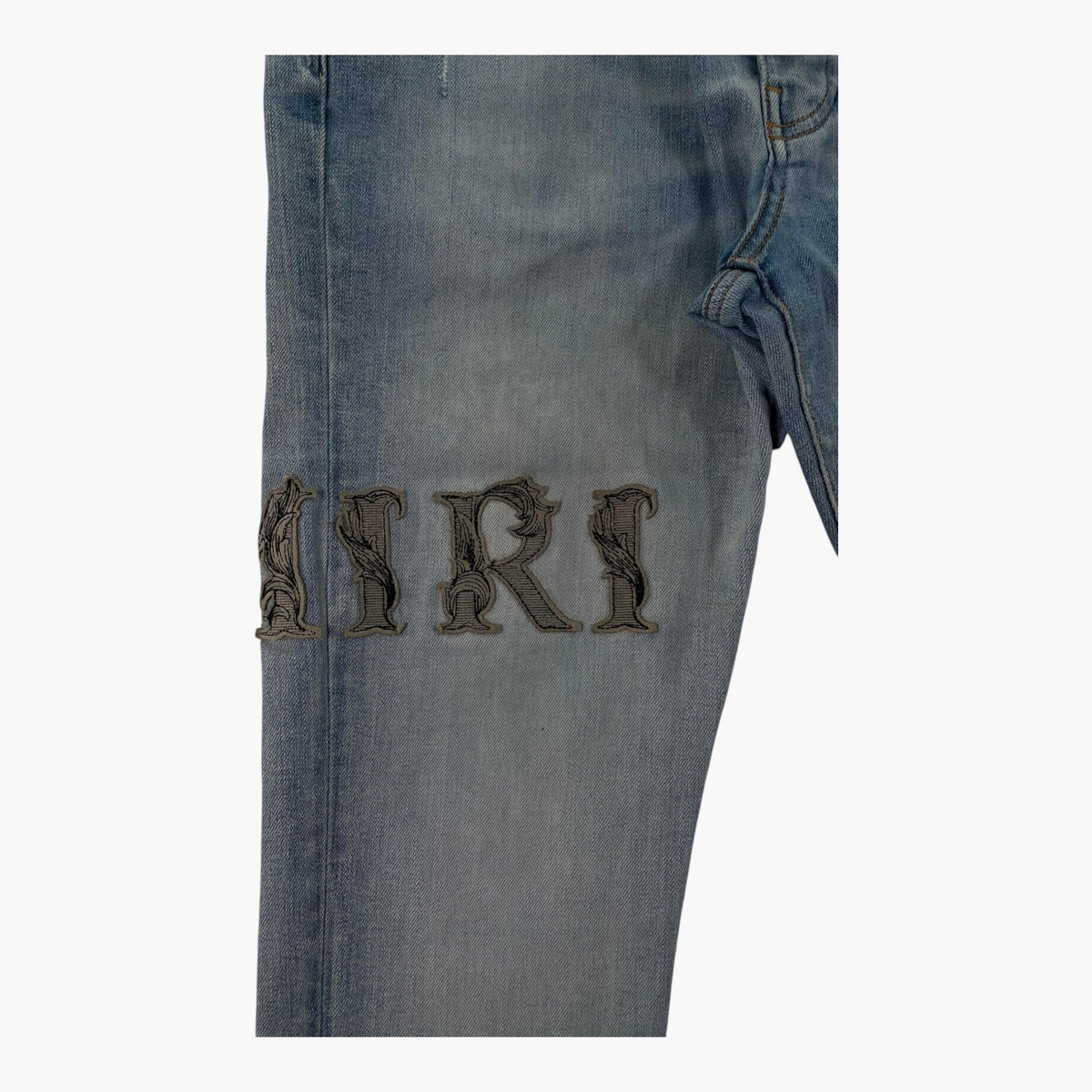 Amiri Borque Vine Side Logo Light Wash Jeans