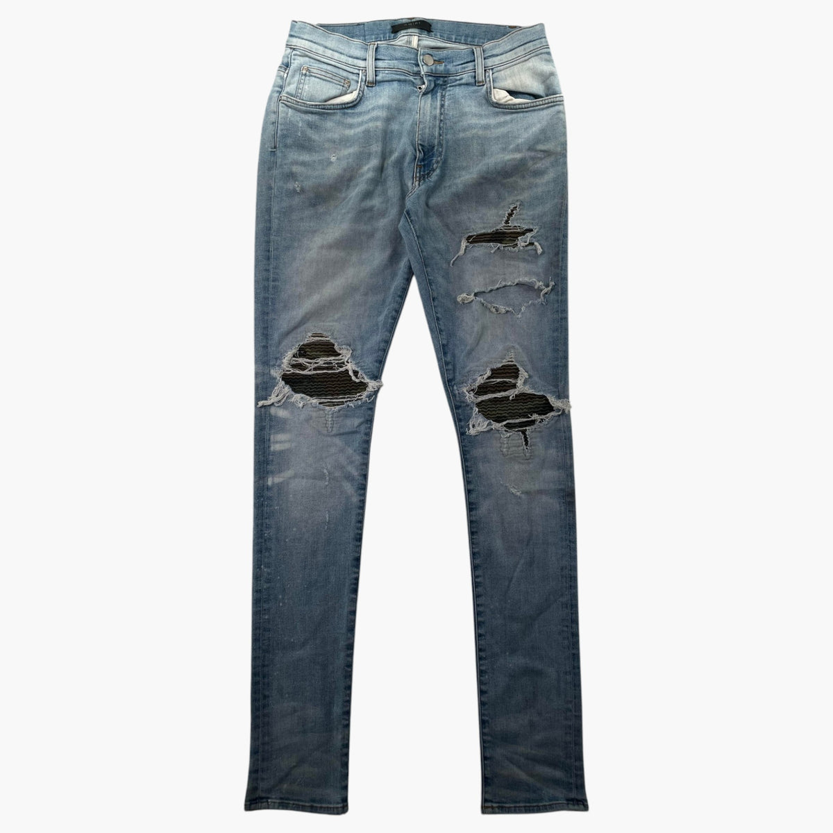 Amiri Camo "MX1" Patch Light Wash Jeans