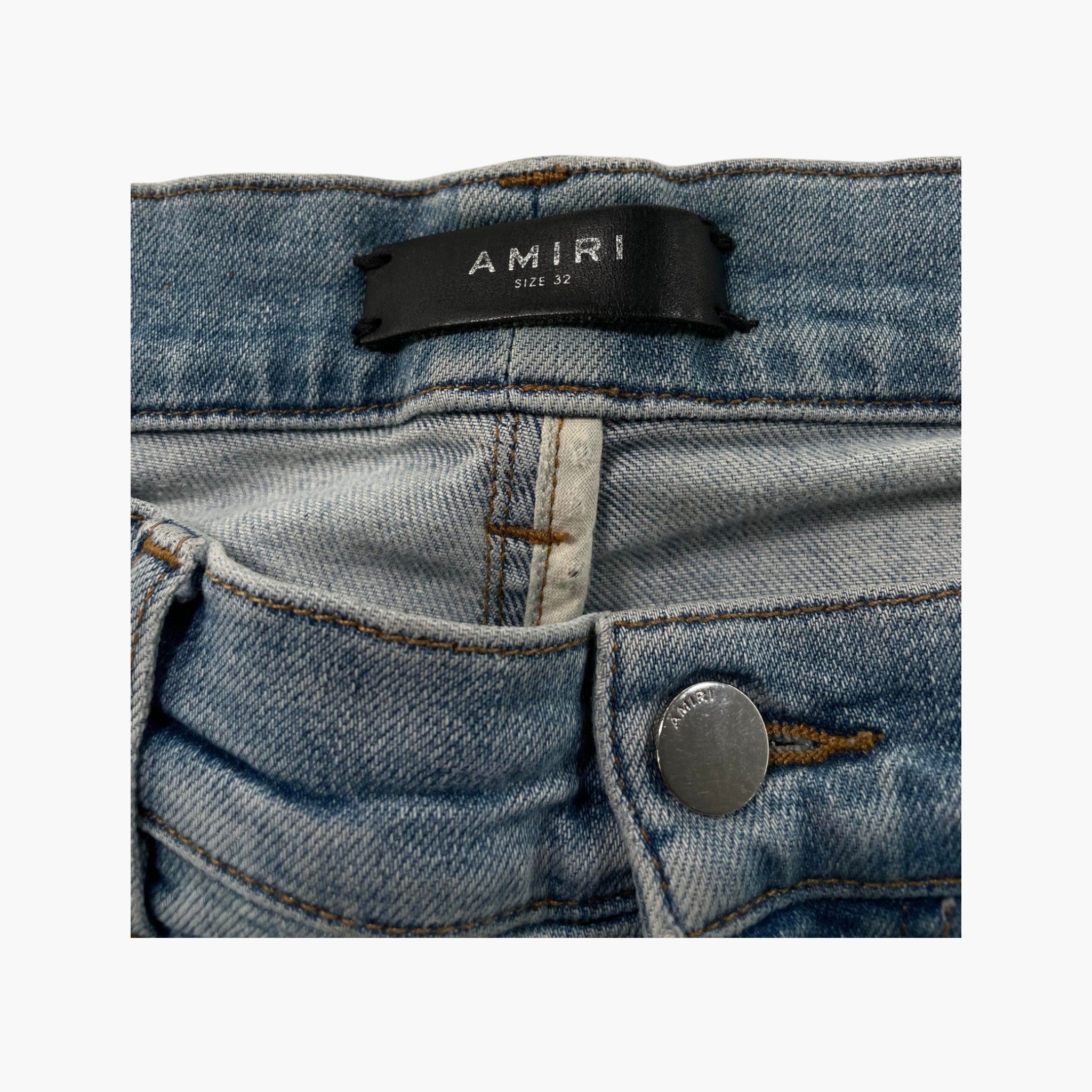 Amiri Camo "MX1" Patch Light Wash Jeans