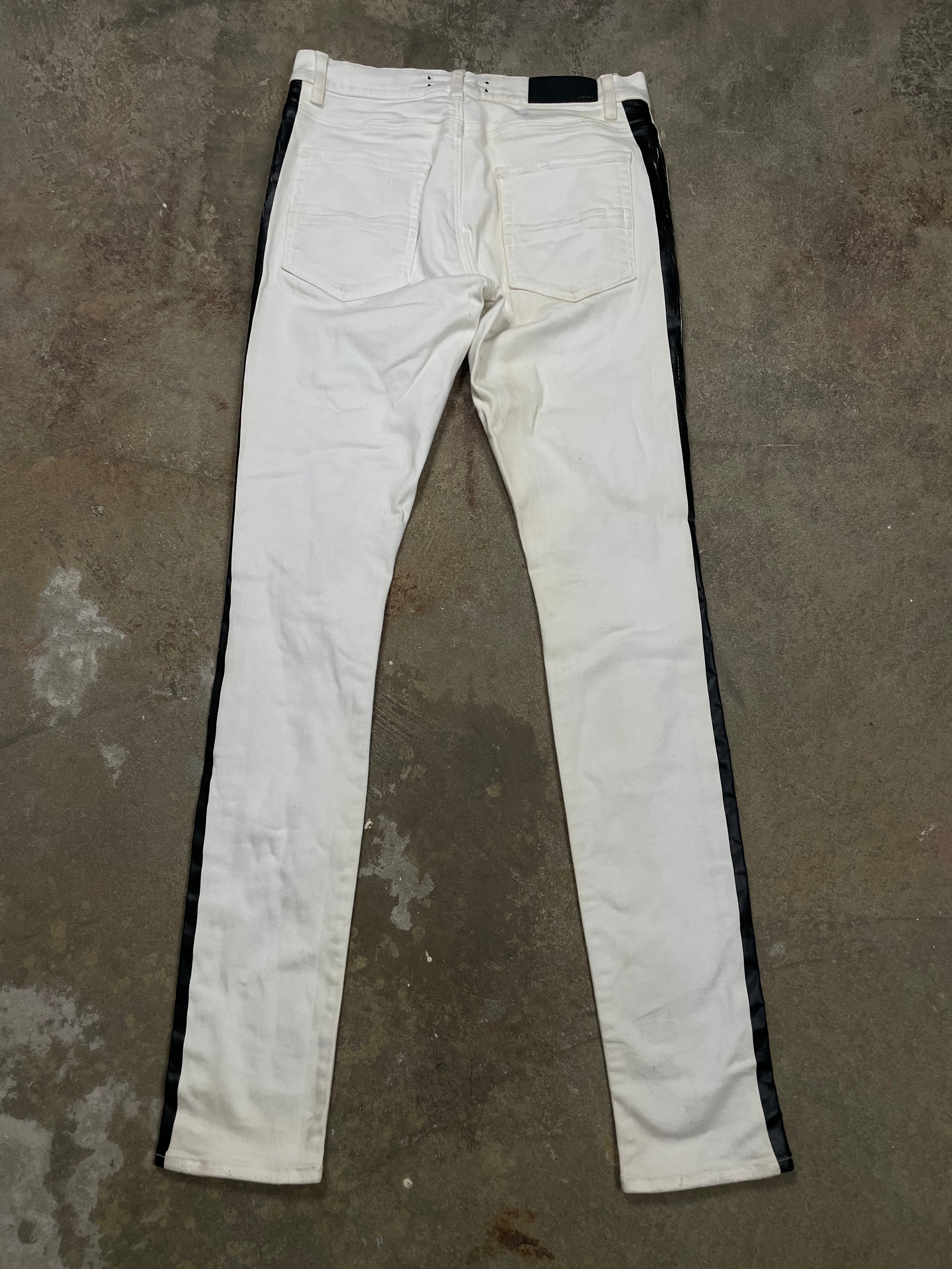 Amiri Jeans White Black Stripe Used 31