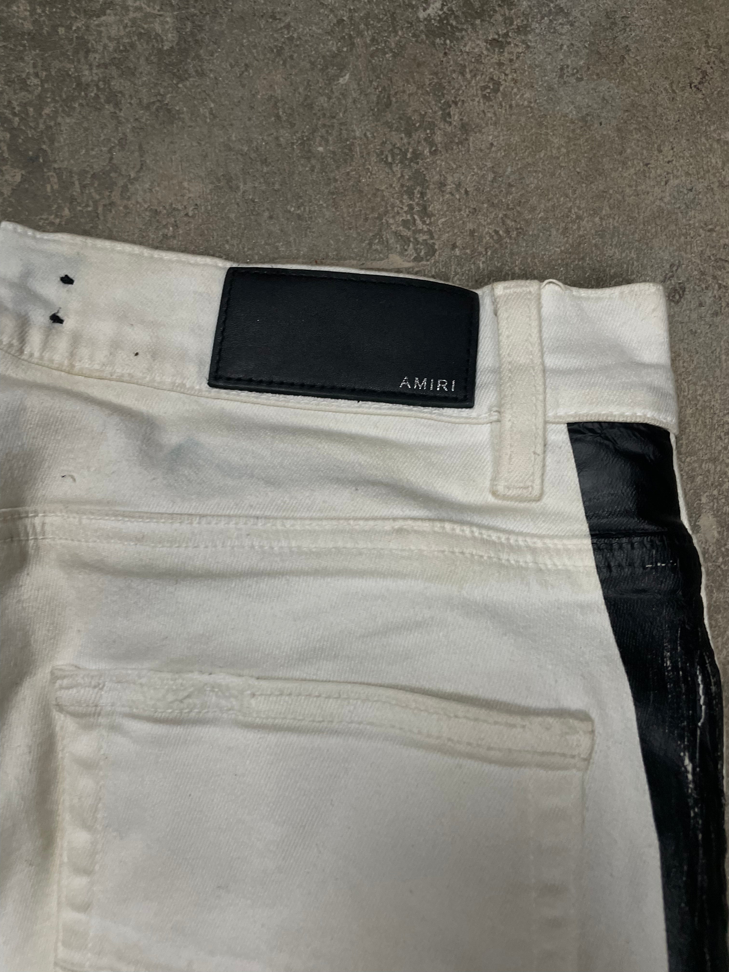 Amiri Jeans White Black Stripe Used 31