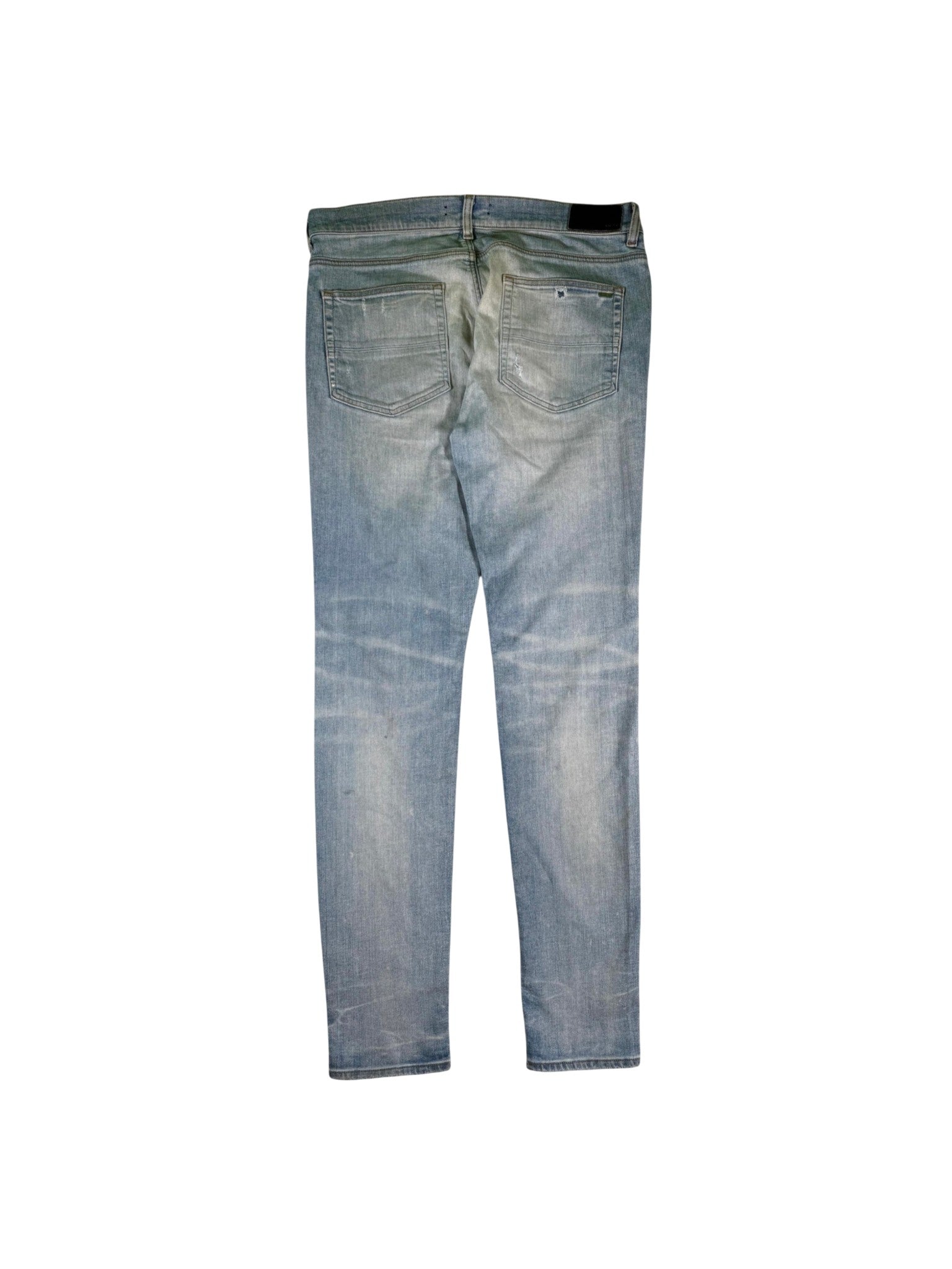 Amiri MX1 Plaid Patch Light Wash, Blue & Burgundy Jeans